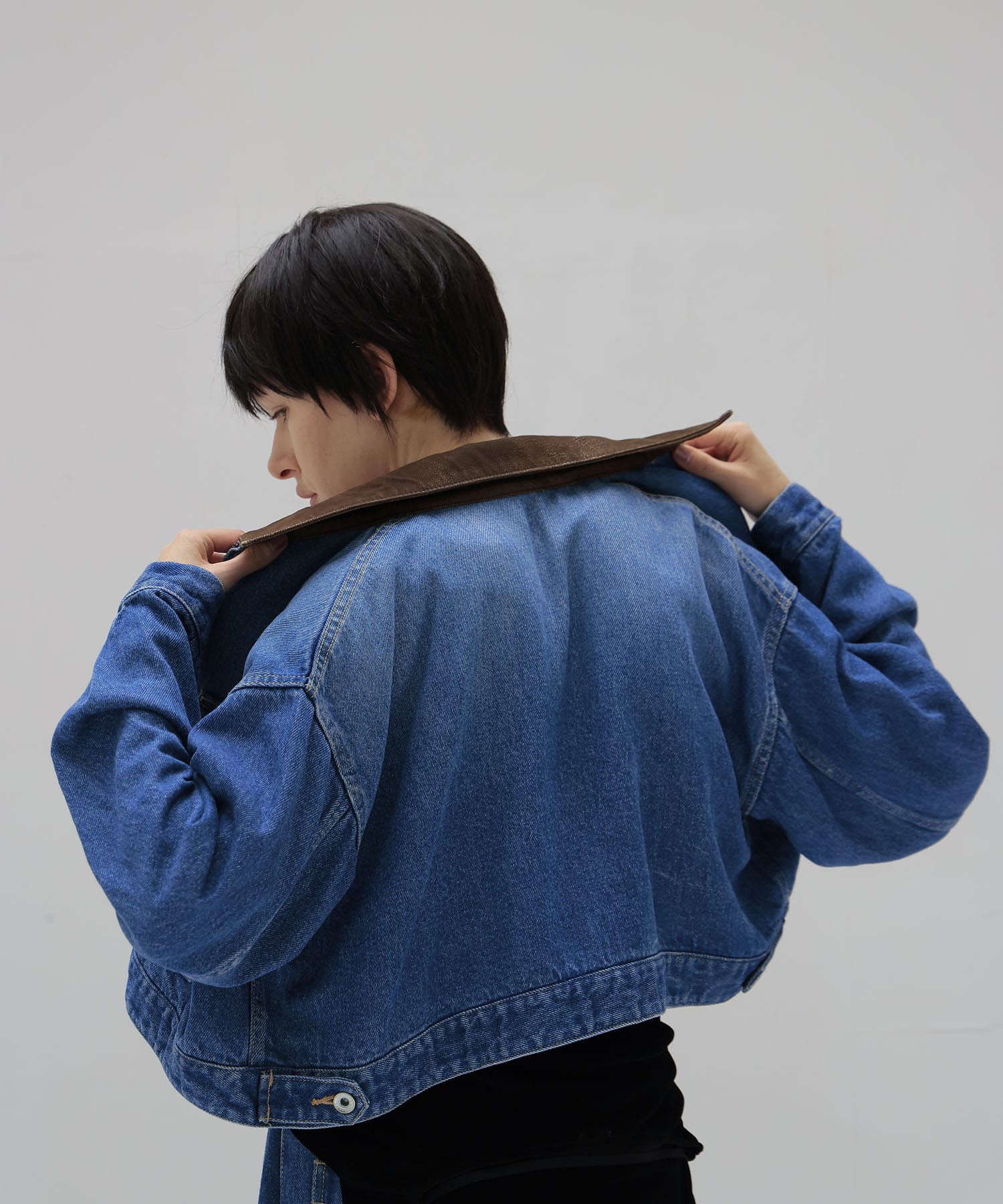 lyocell denim short jacket