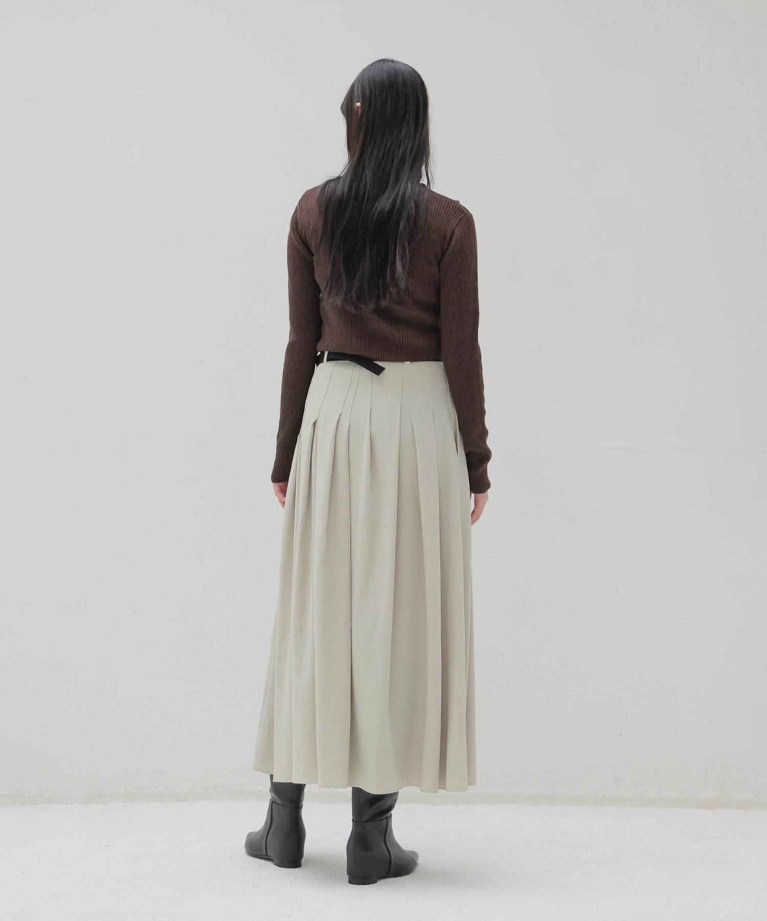 irregular tuck belt skirt