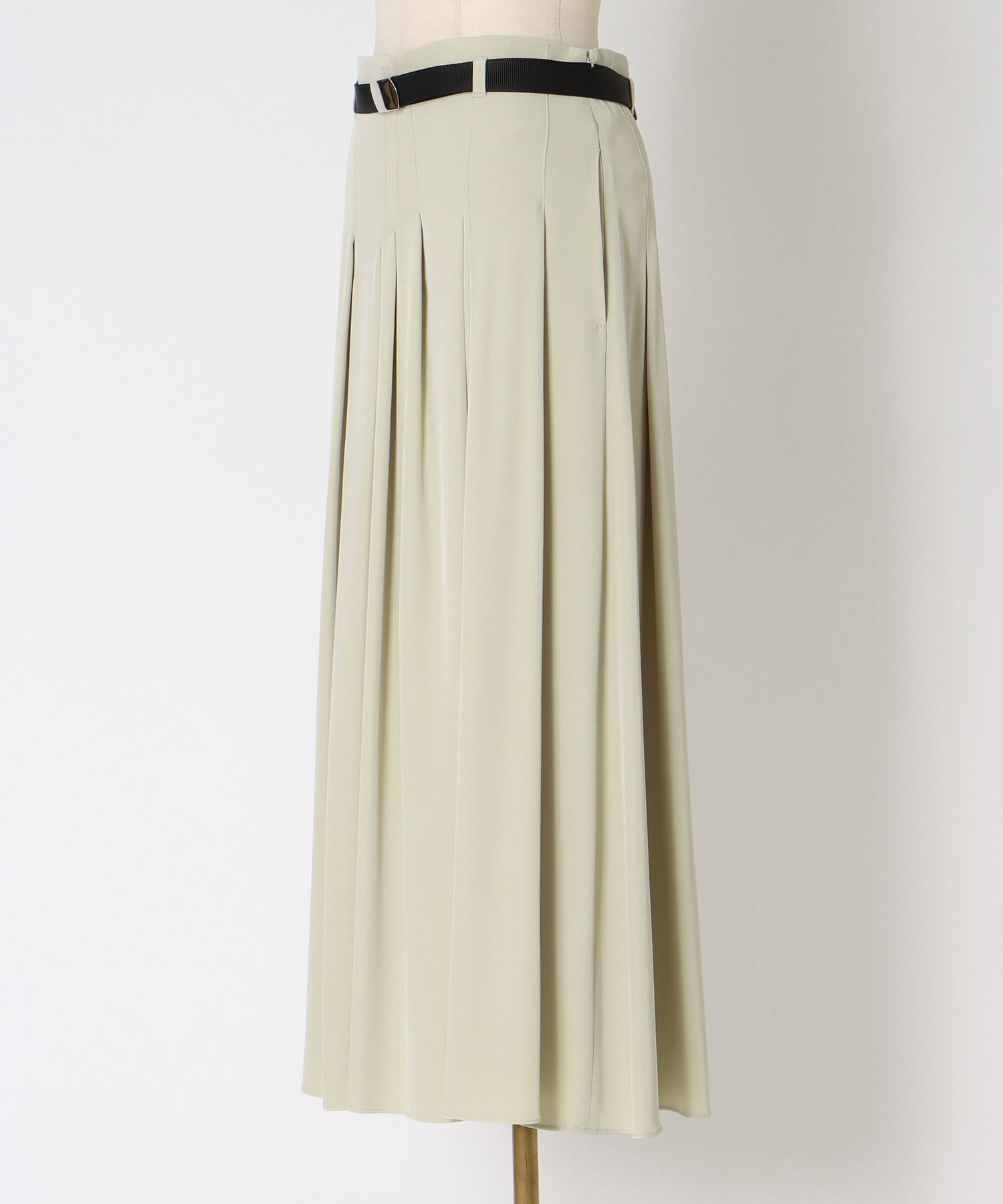 irregular tuck belt skirt