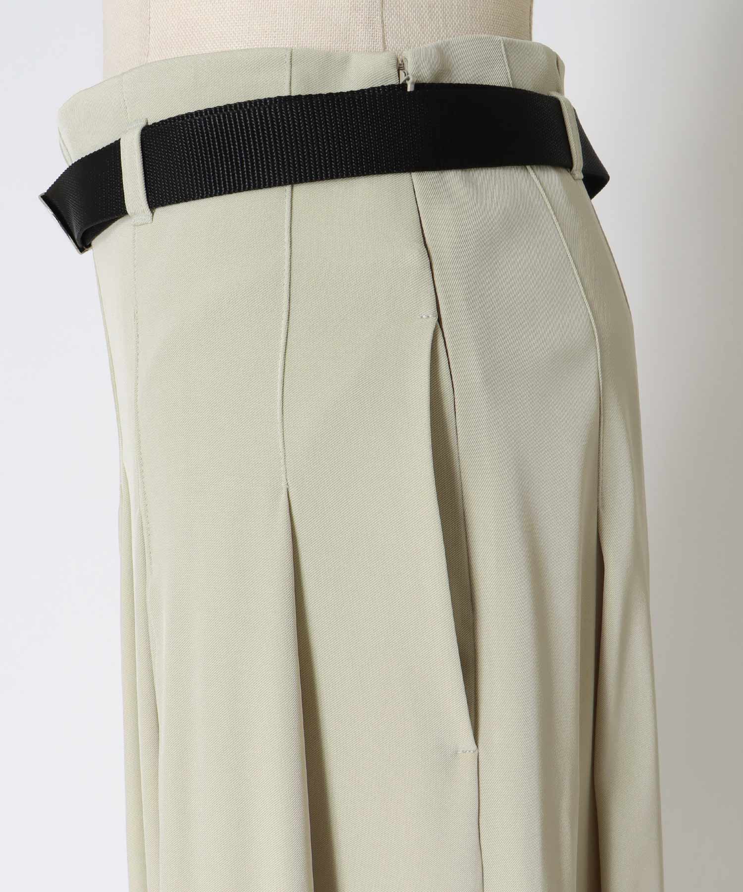 irregular tuck belt skirt