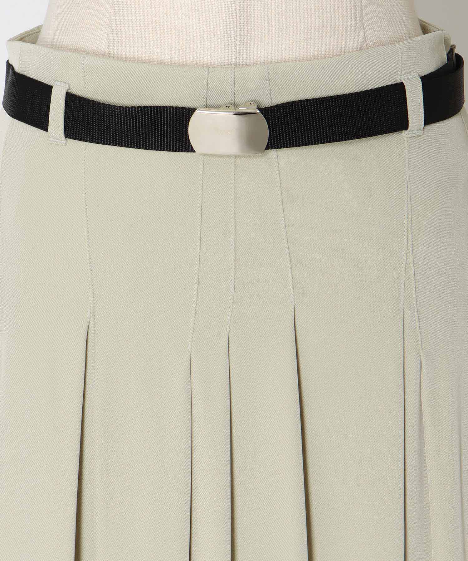 irregular tuck belt skirt