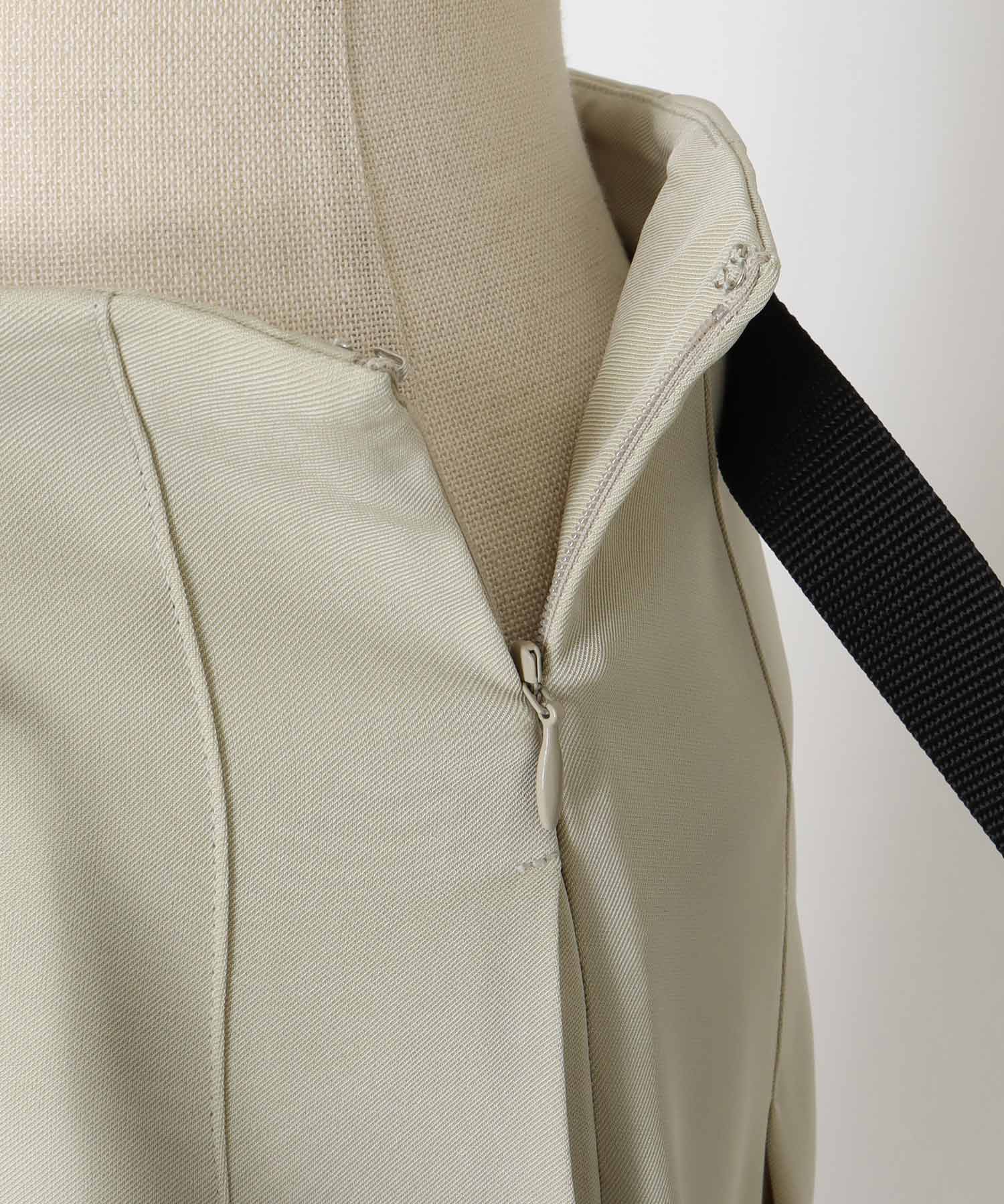 irregular tuck belt skirt