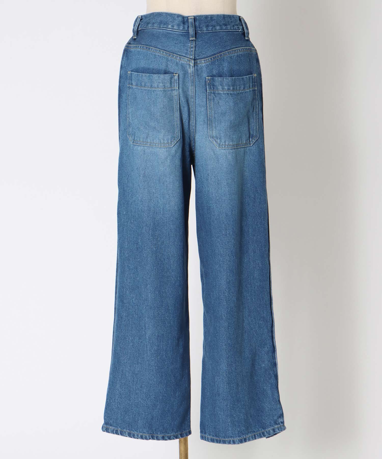 lyocell denim side tuck wide pants