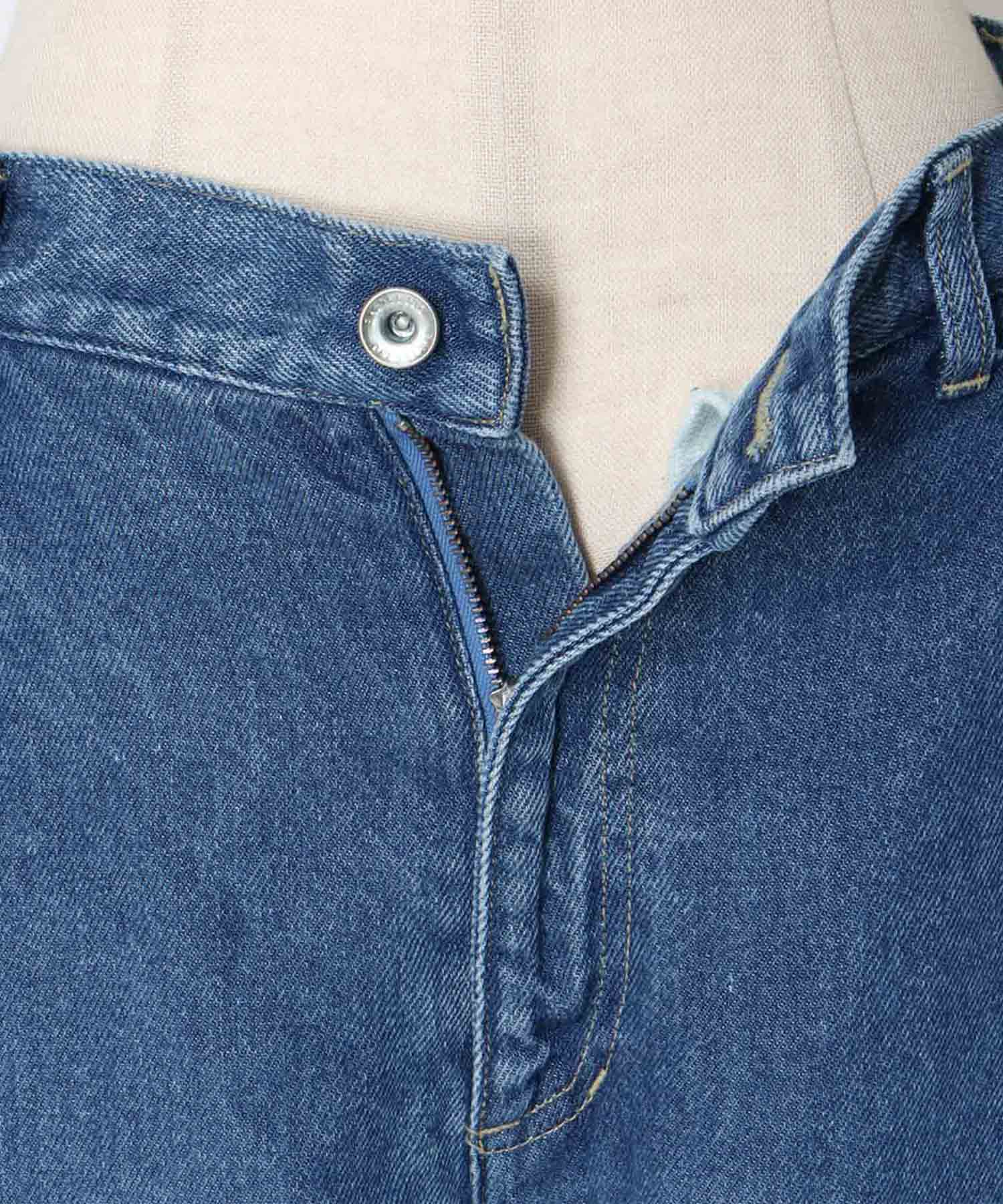 lyocell denim side tuck wide pants