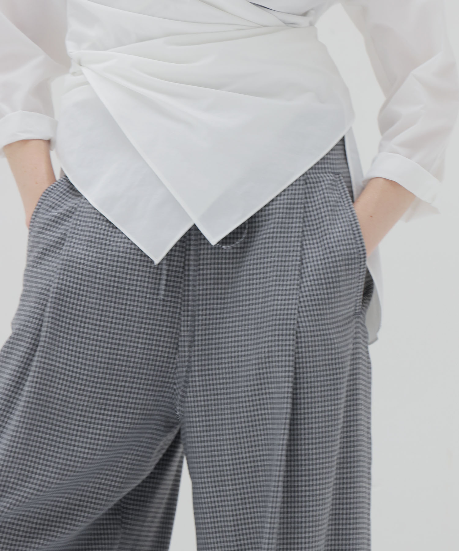 gingham check wide pants