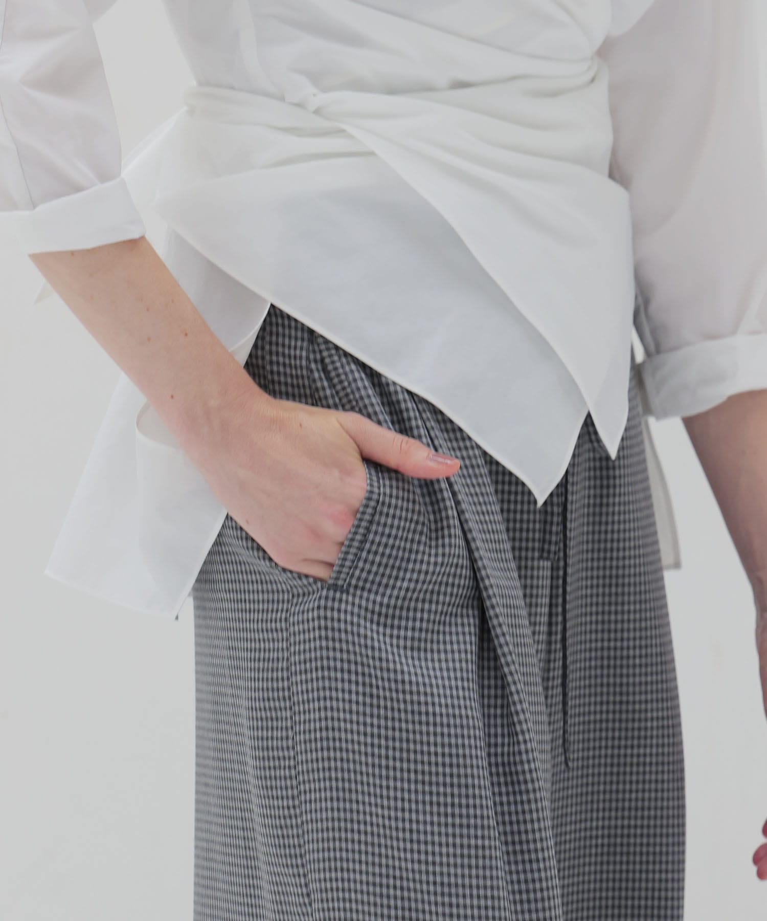 gingham check wide pants