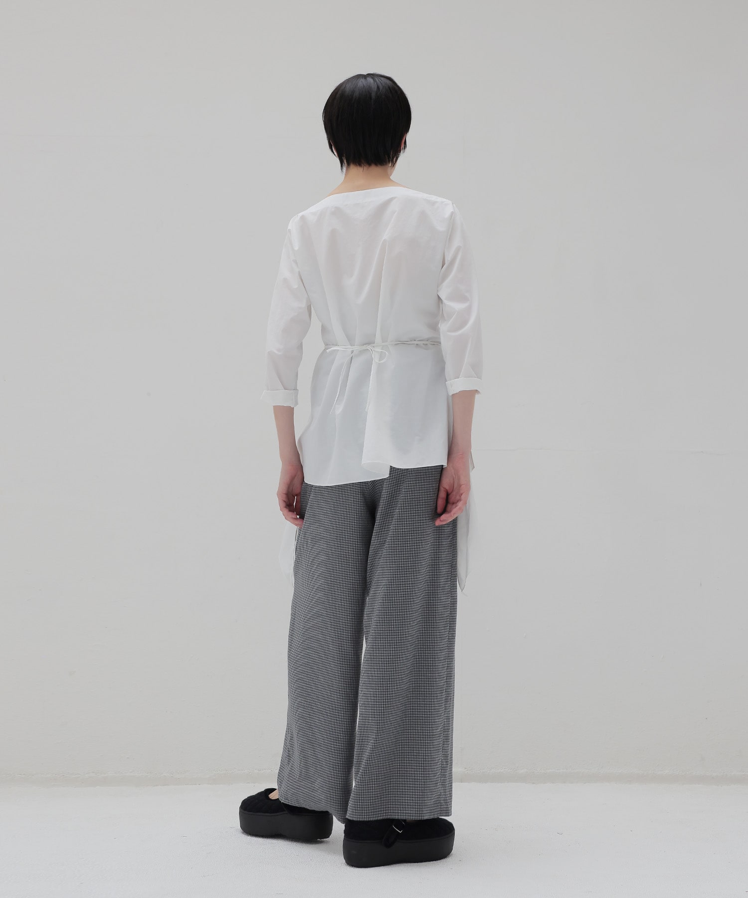gingham check wide pants