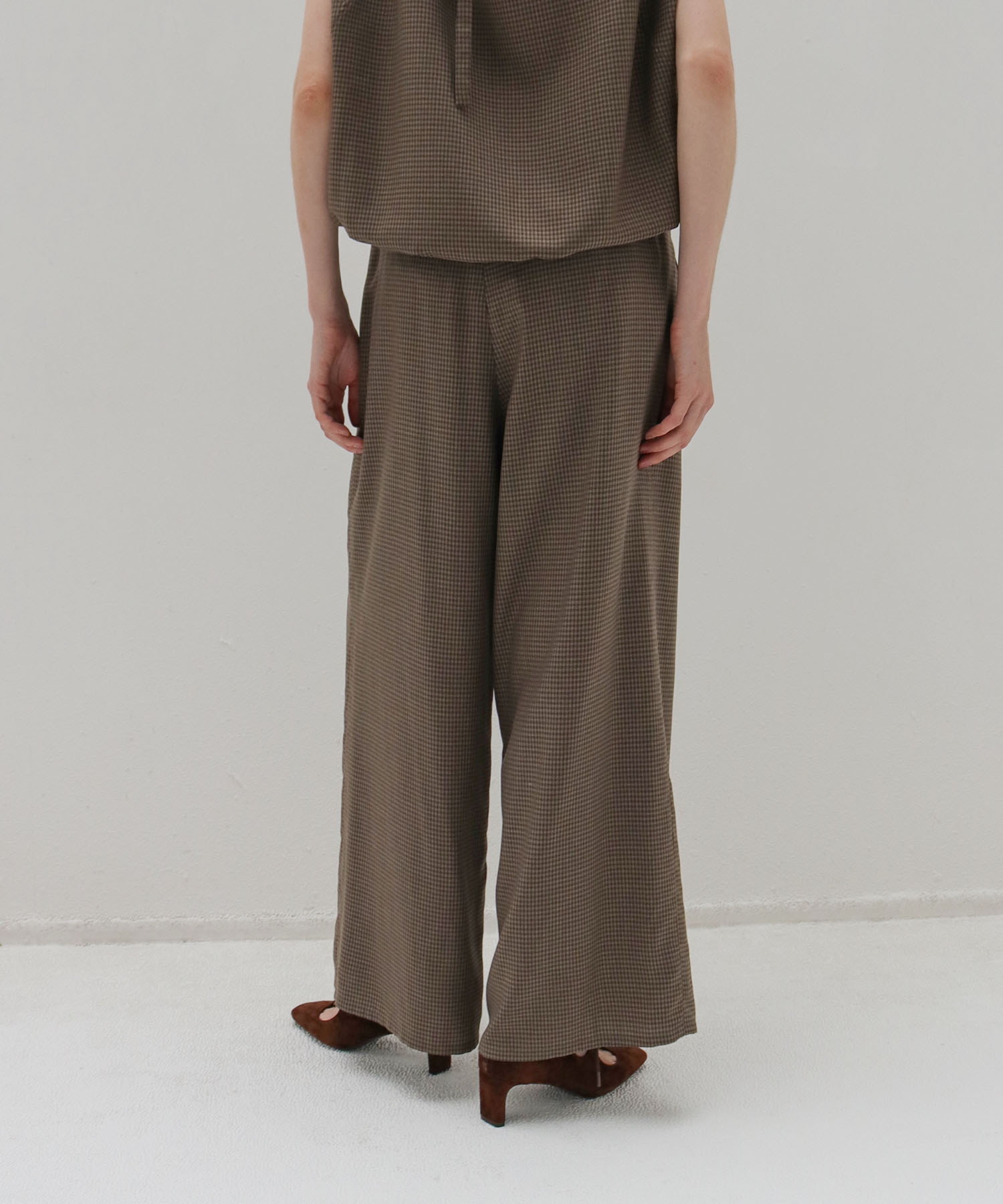 gingham check wide pants