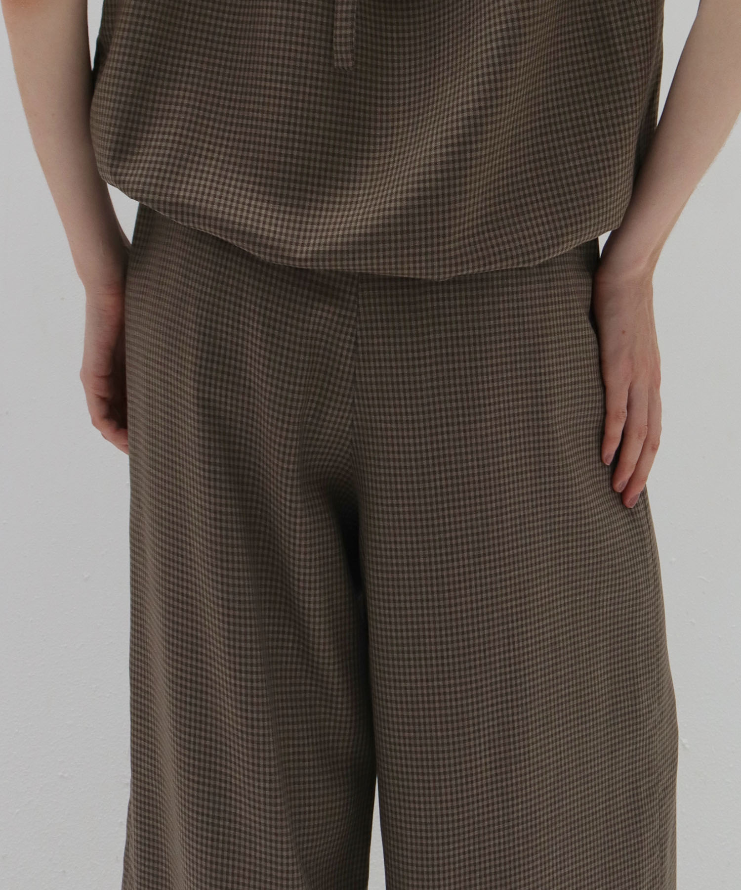 gingham check wide pants