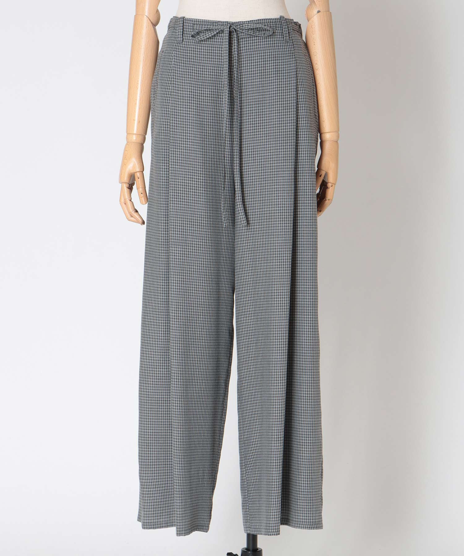 gingham check wide pants