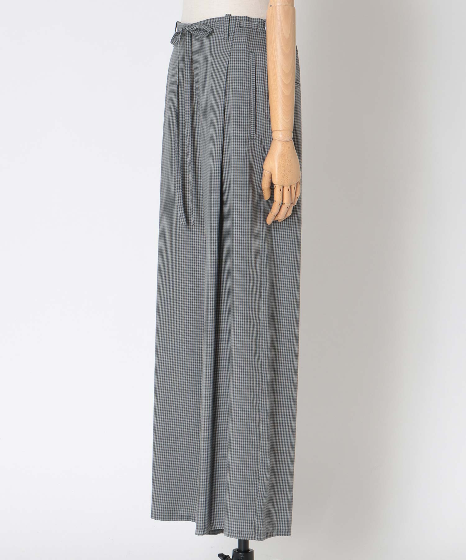 gingham check wide pants