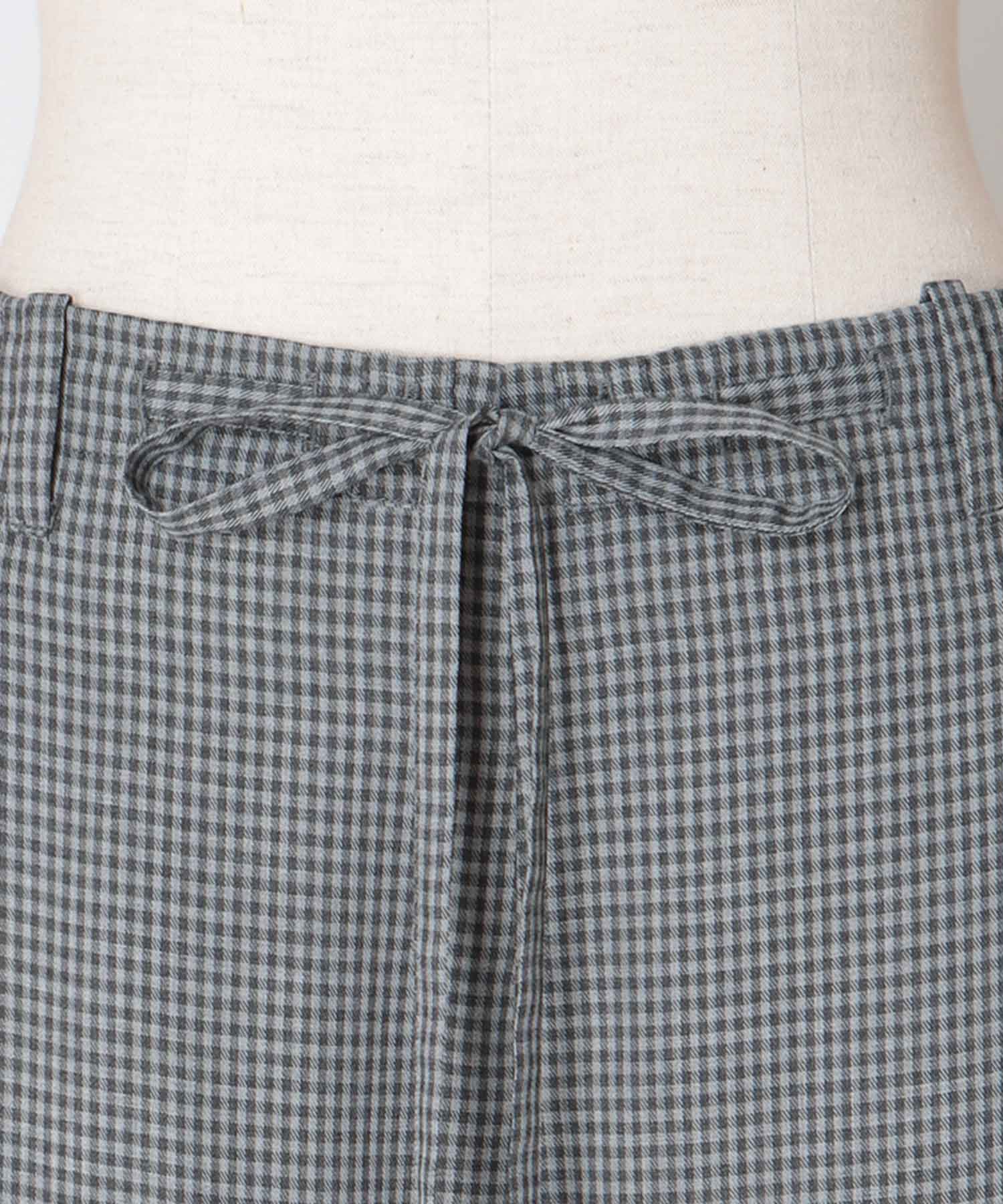 gingham check wide pants