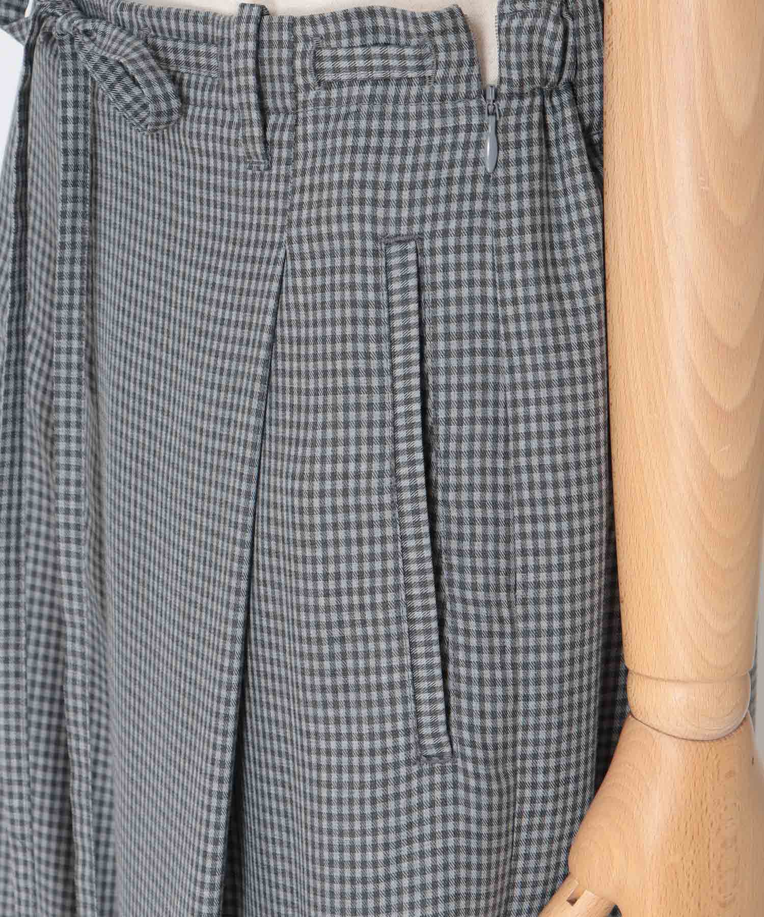 gingham check wide pants