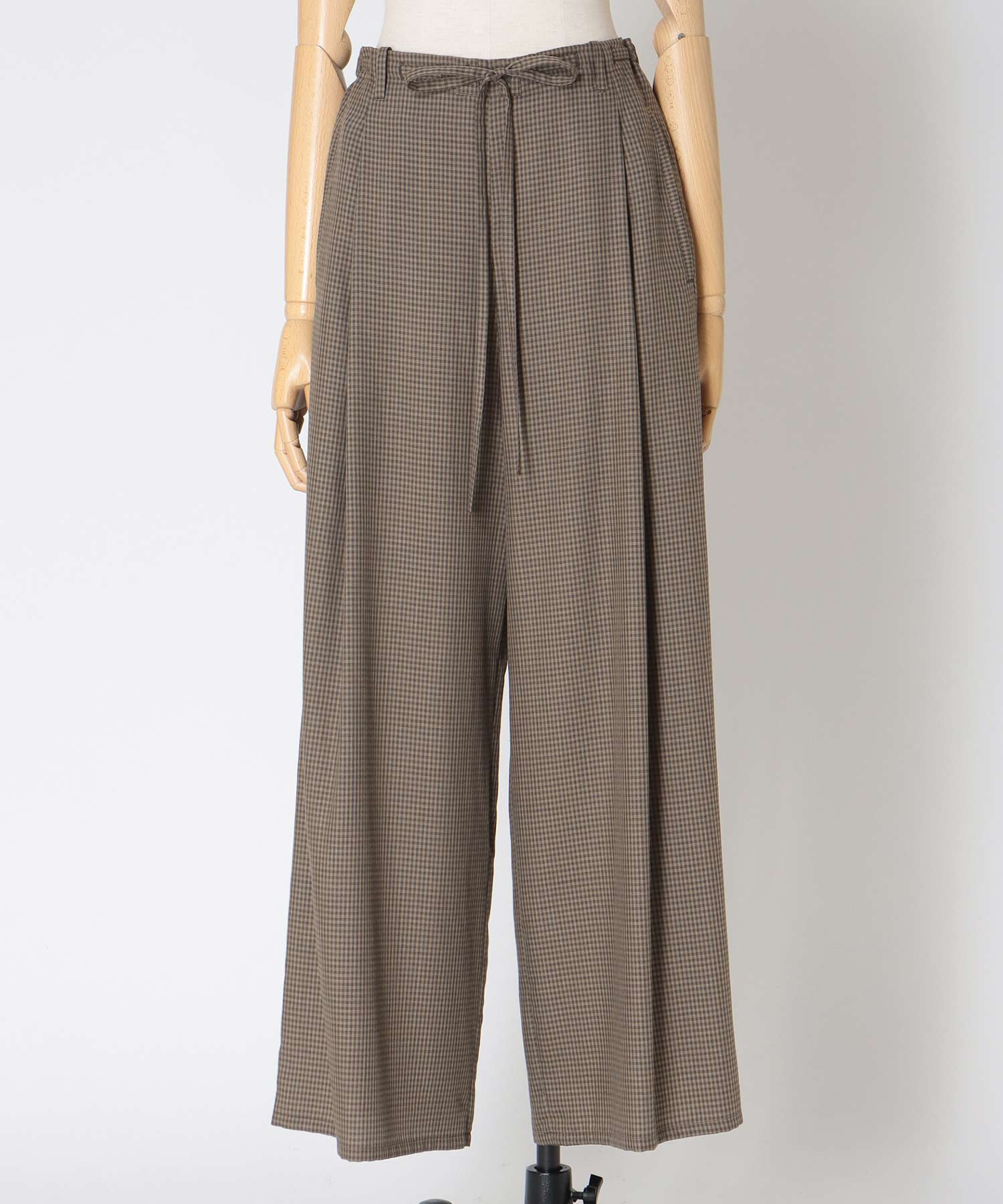 gingham check wide pants