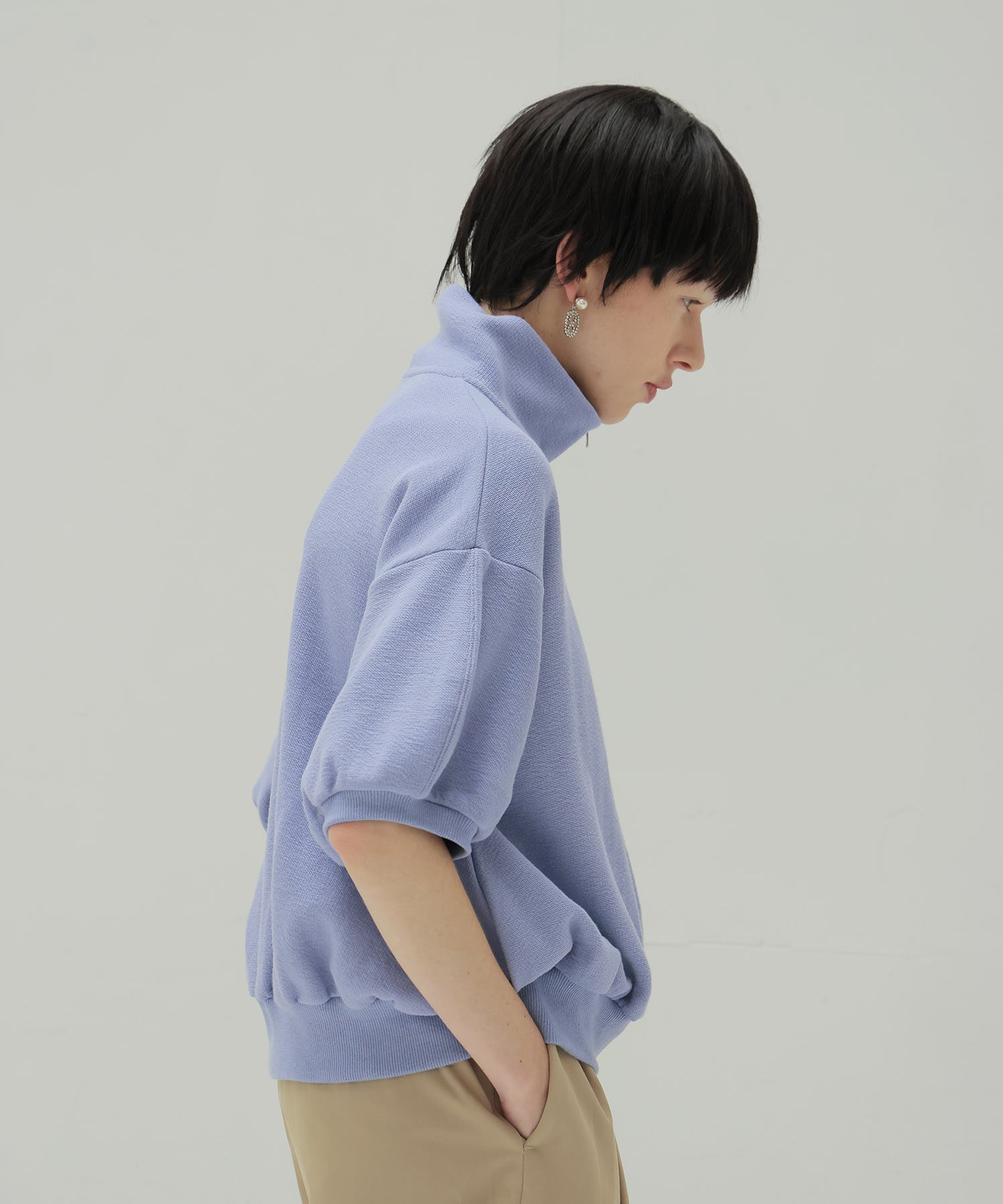 double face zip half sleeve pullover