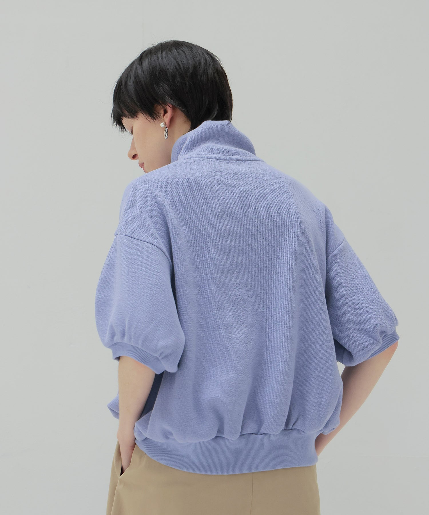 double face zip half sleeve pullover