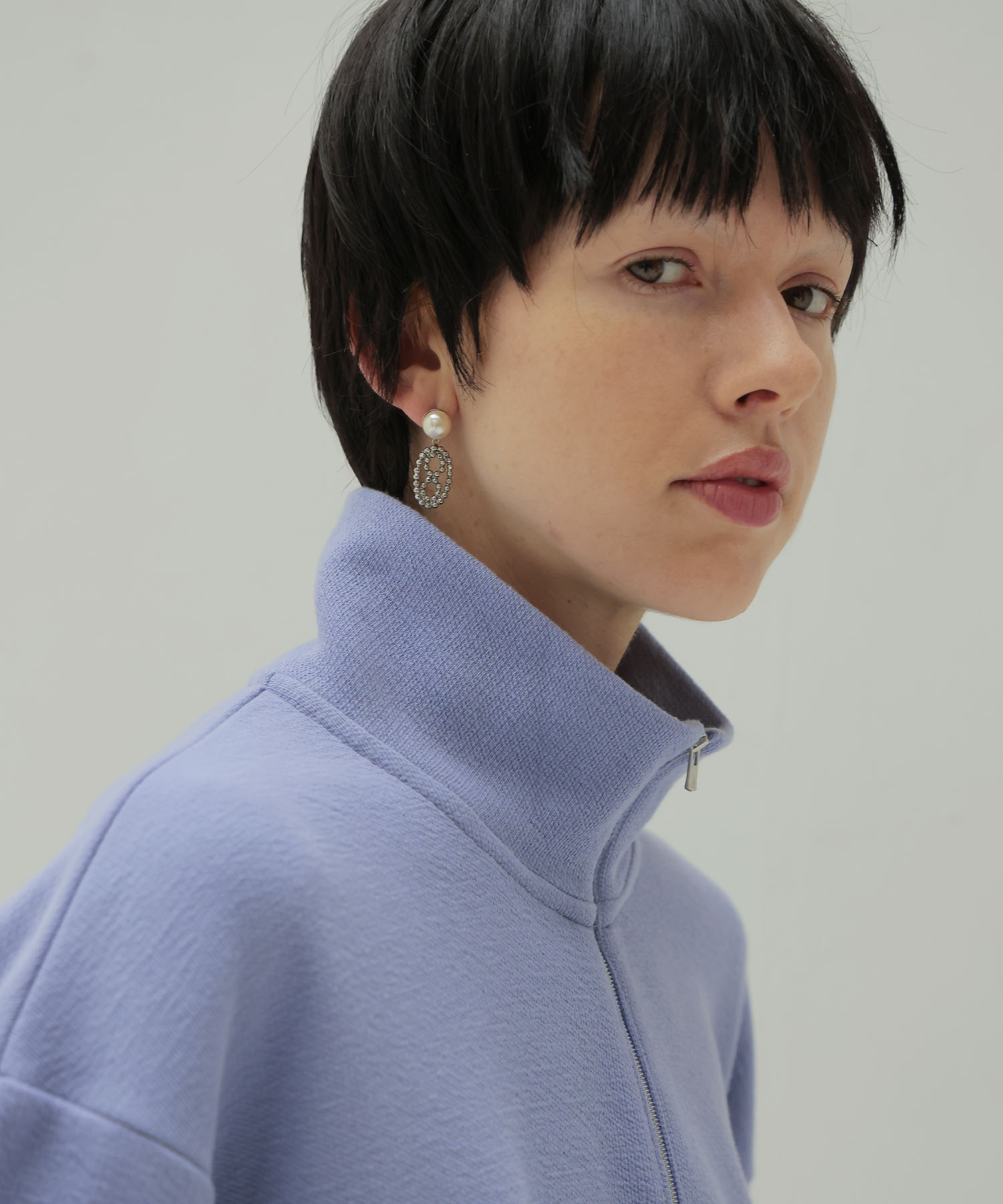 double face zip half sleeve pullover