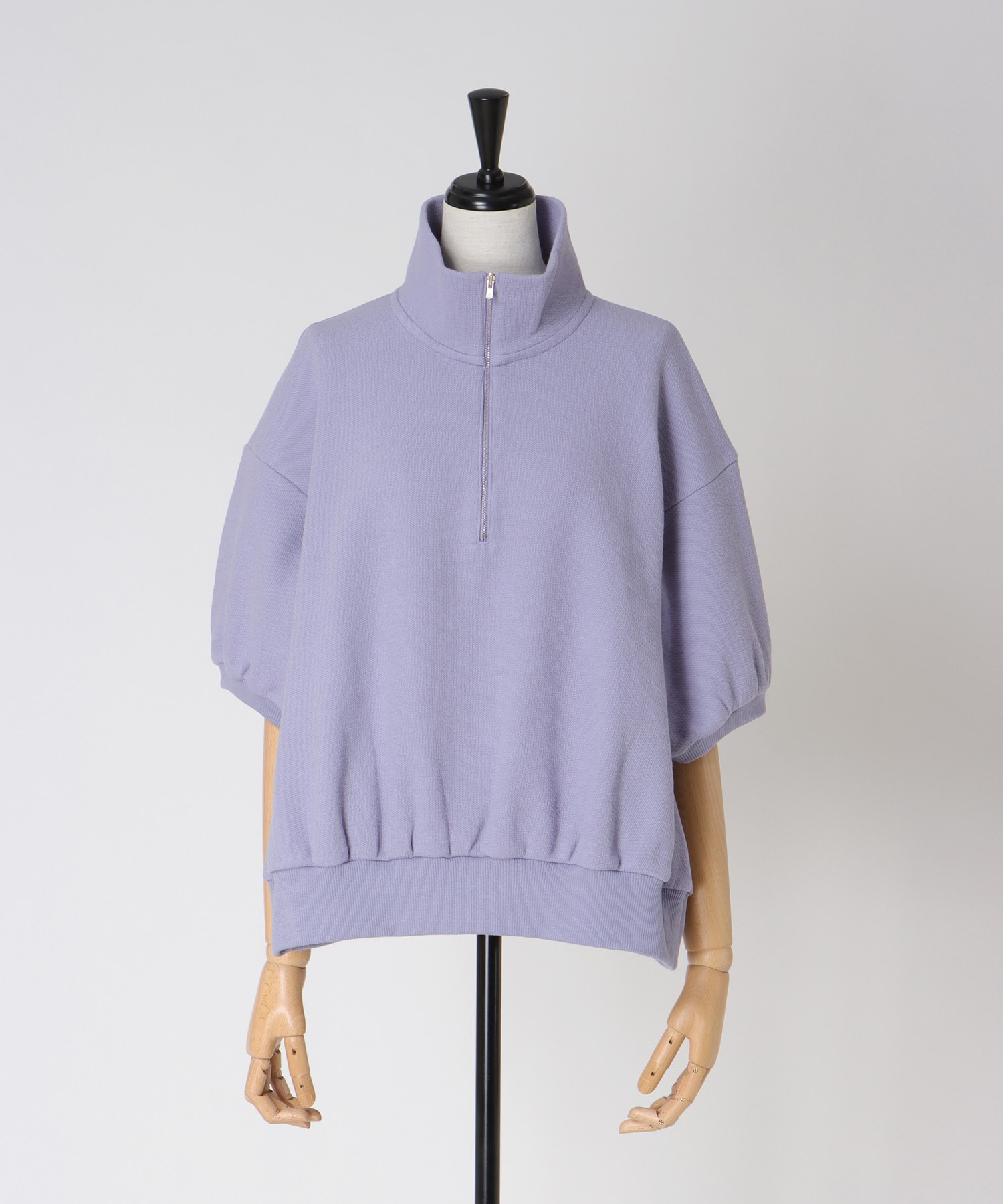 double face zip half sleeve pullover