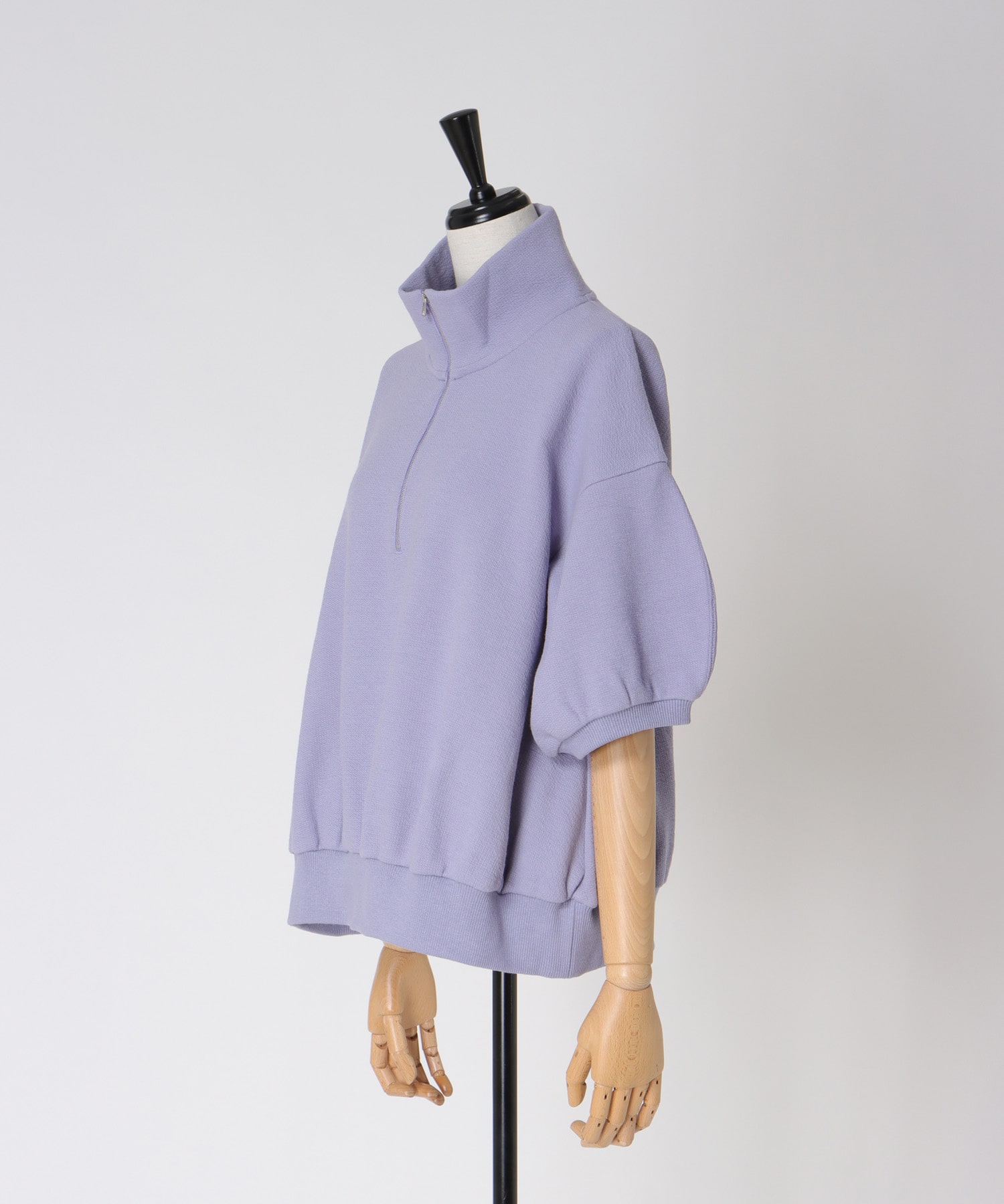 double face zip half sleeve pullover
