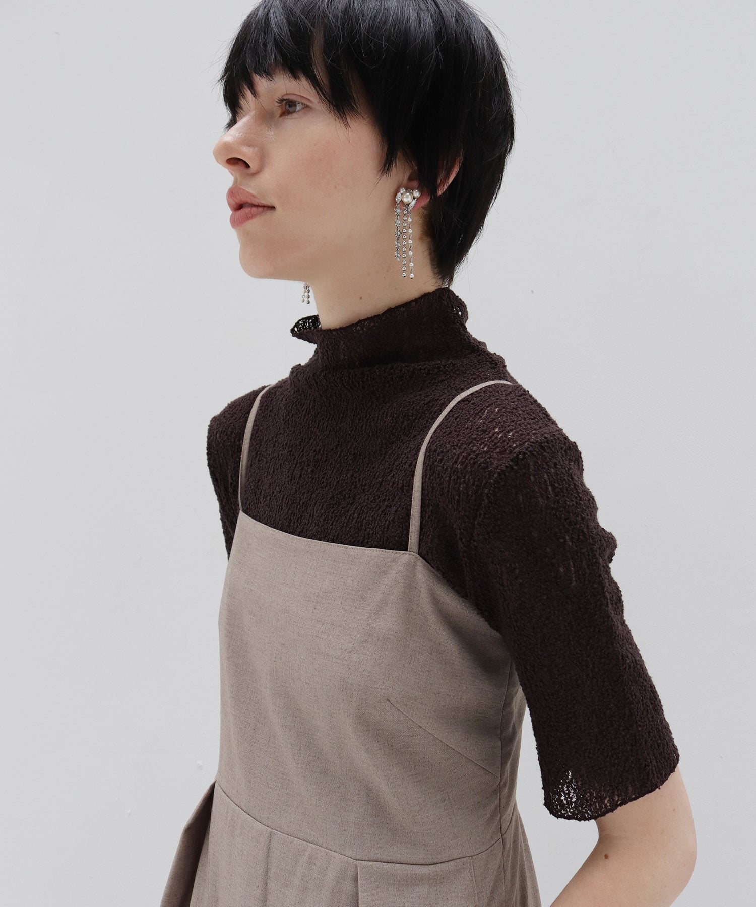 curly raschel half sleeve pullover