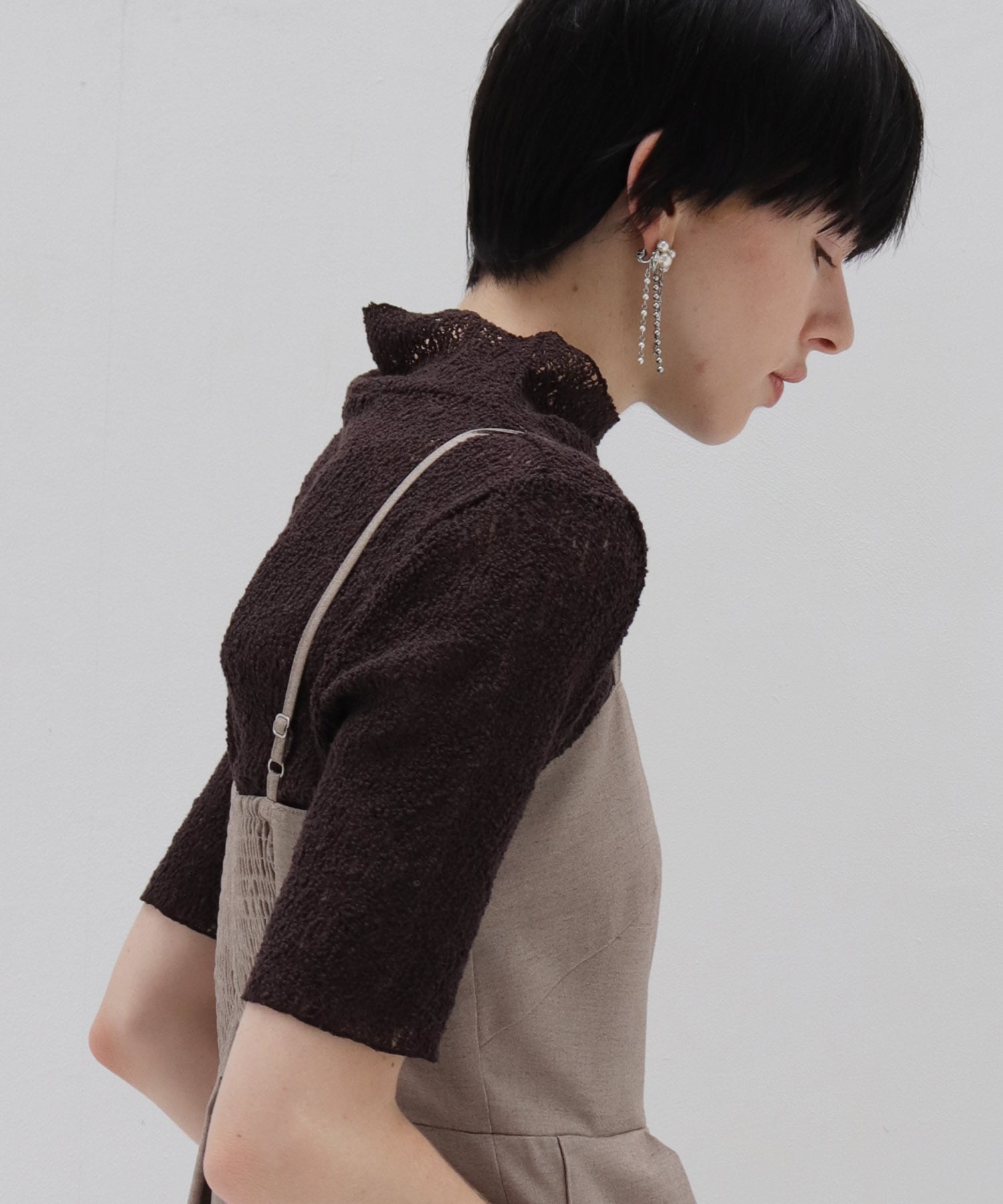 curly raschel half sleeve pullover