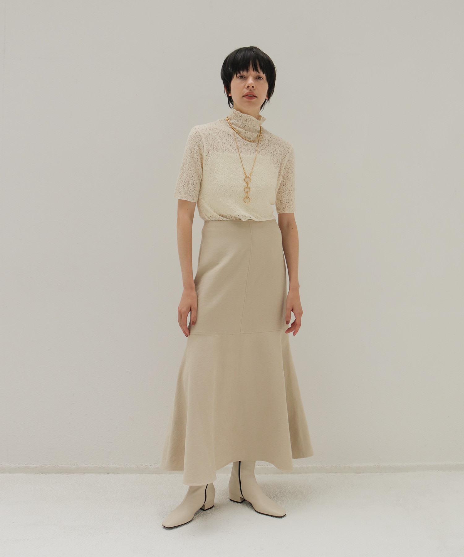 curly raschel half sleeve pullover