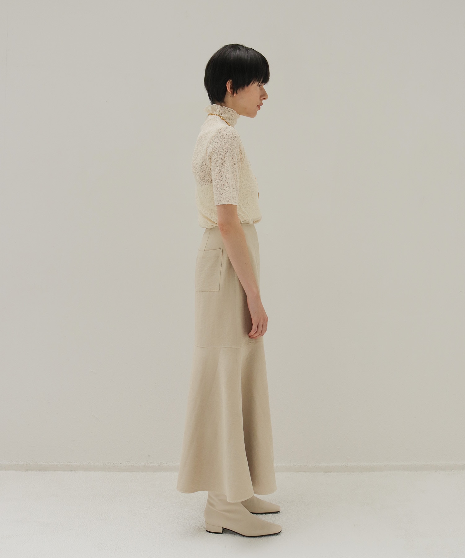 curly raschel half sleeve pullover