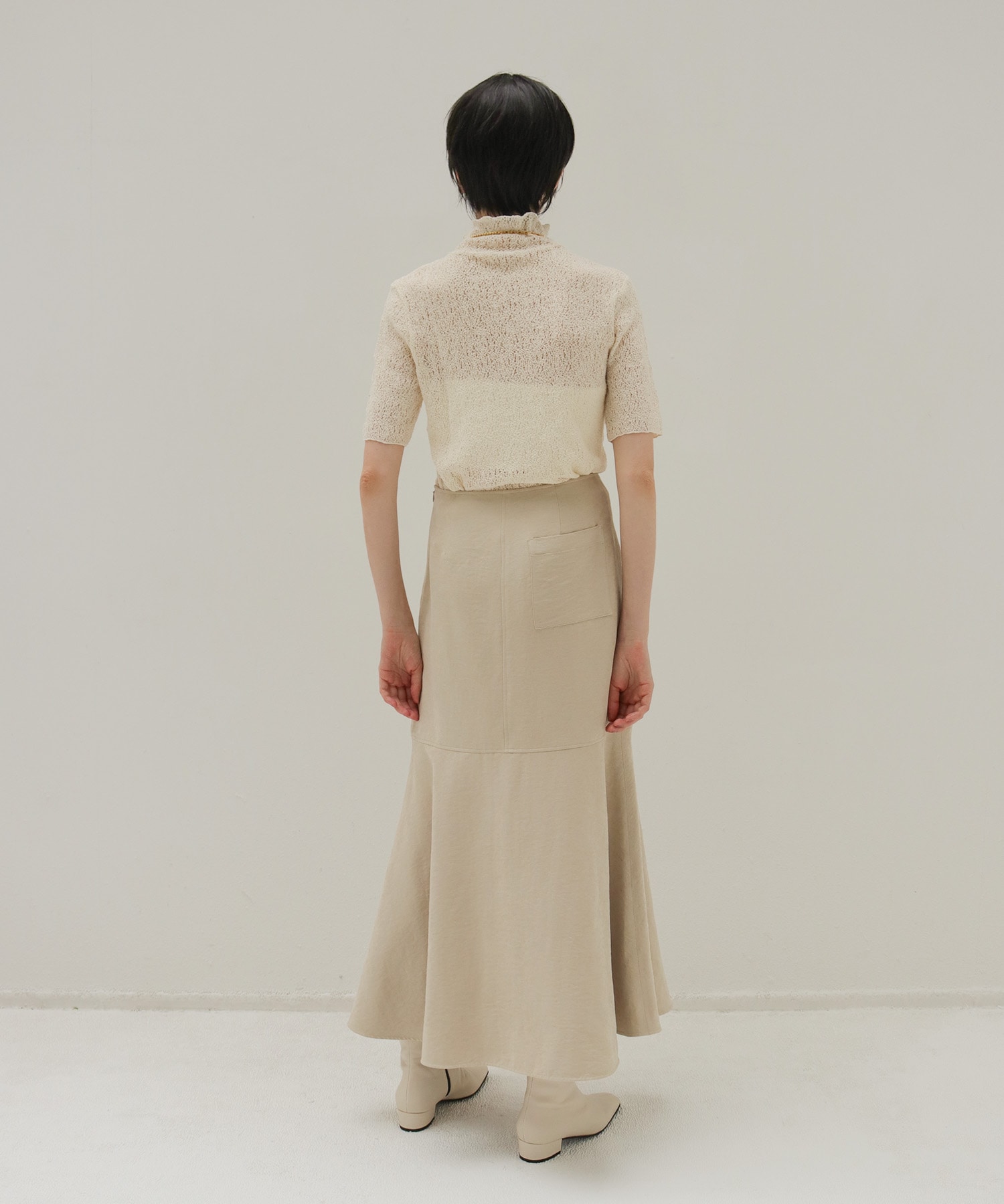 curly raschel half sleeve pullover