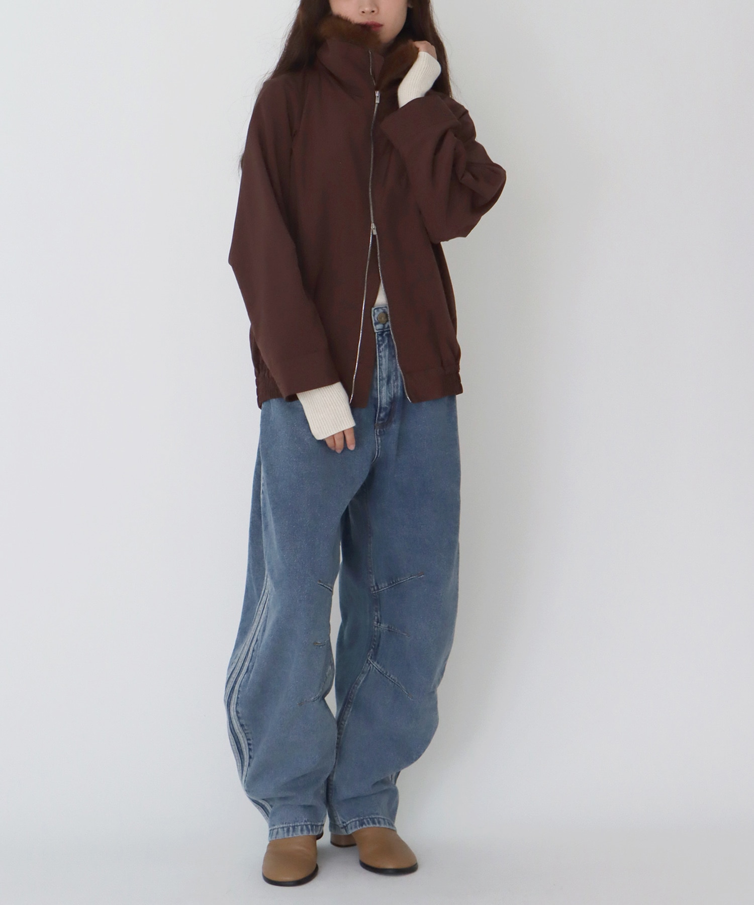 fur collar track jacket