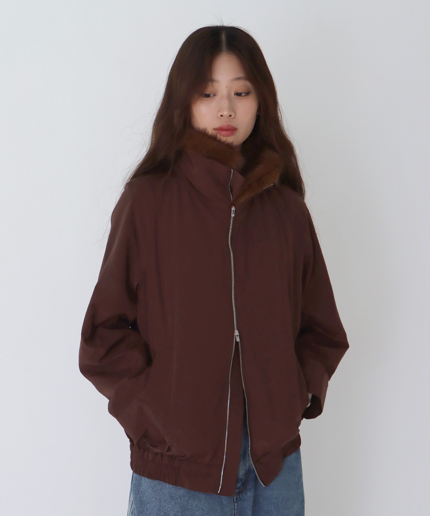 fur collar track jacket