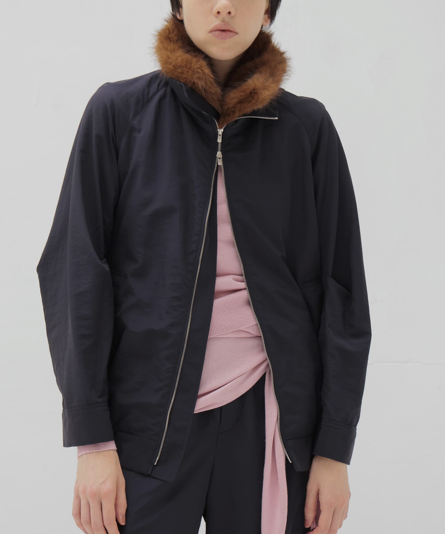 fur collar track jacket