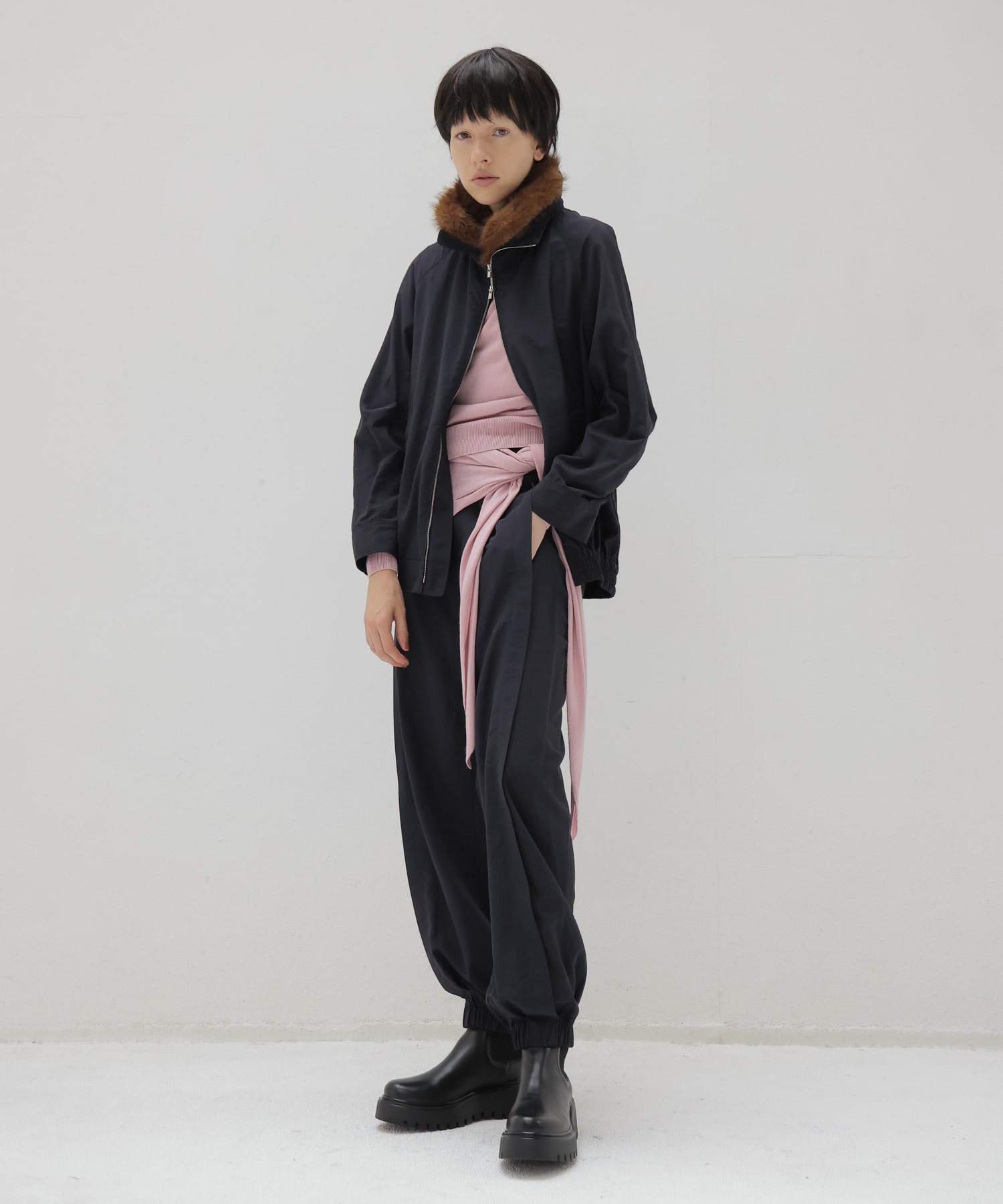 fur collar track jacket