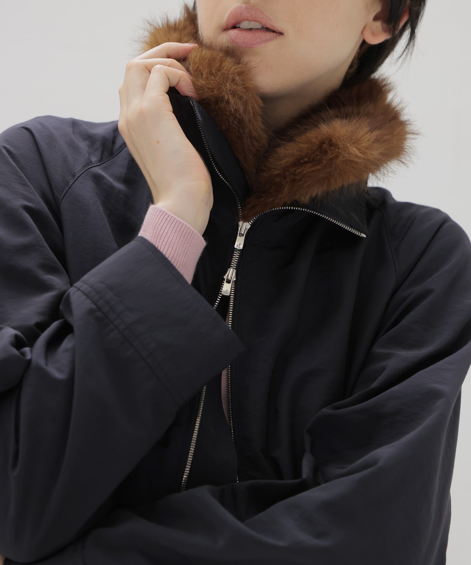 fur collar track jacket