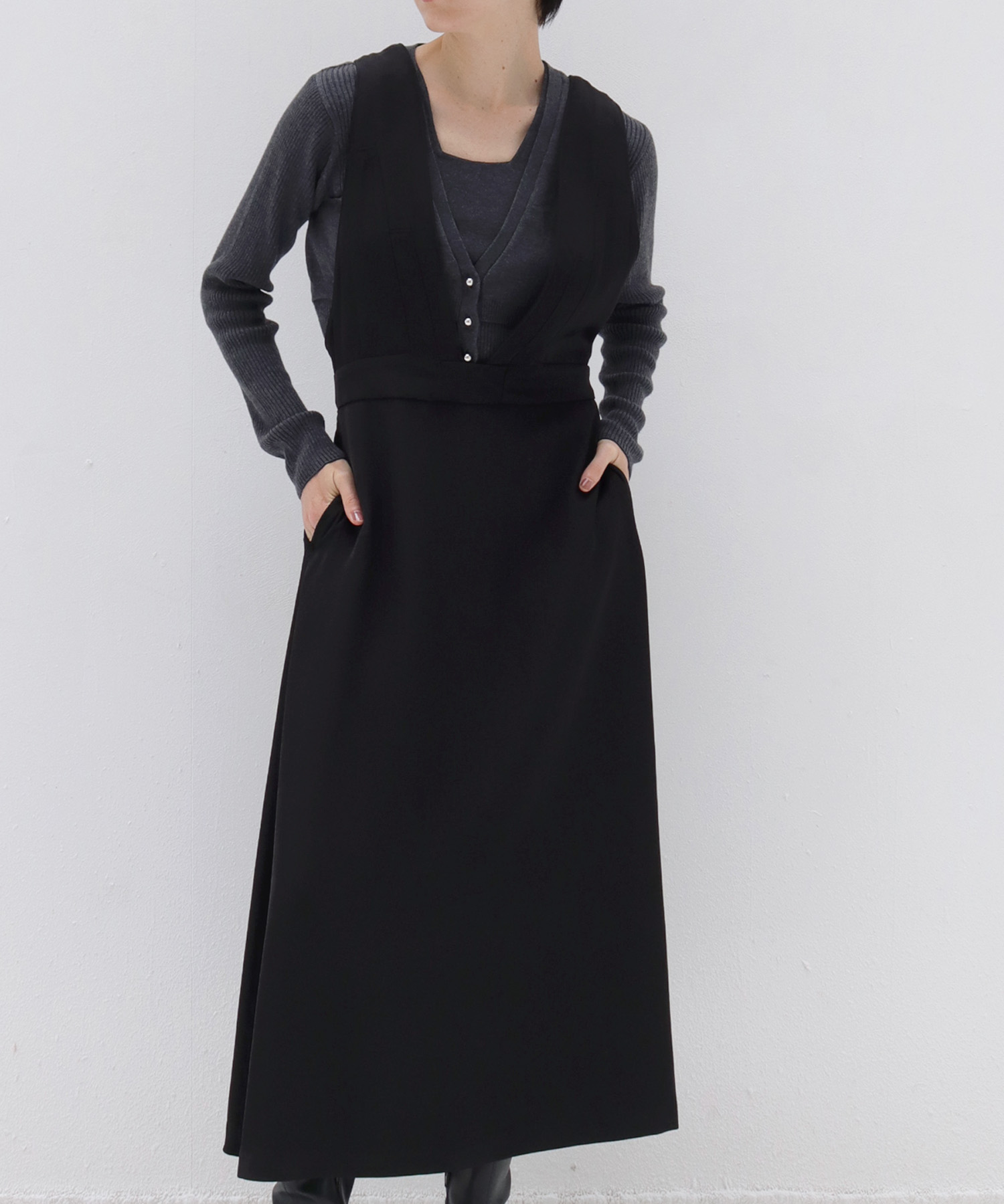 asetate twill pinafore dress
