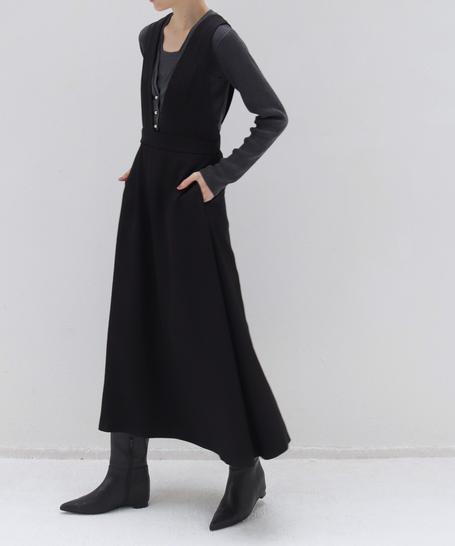 asetate twill pinafore dress