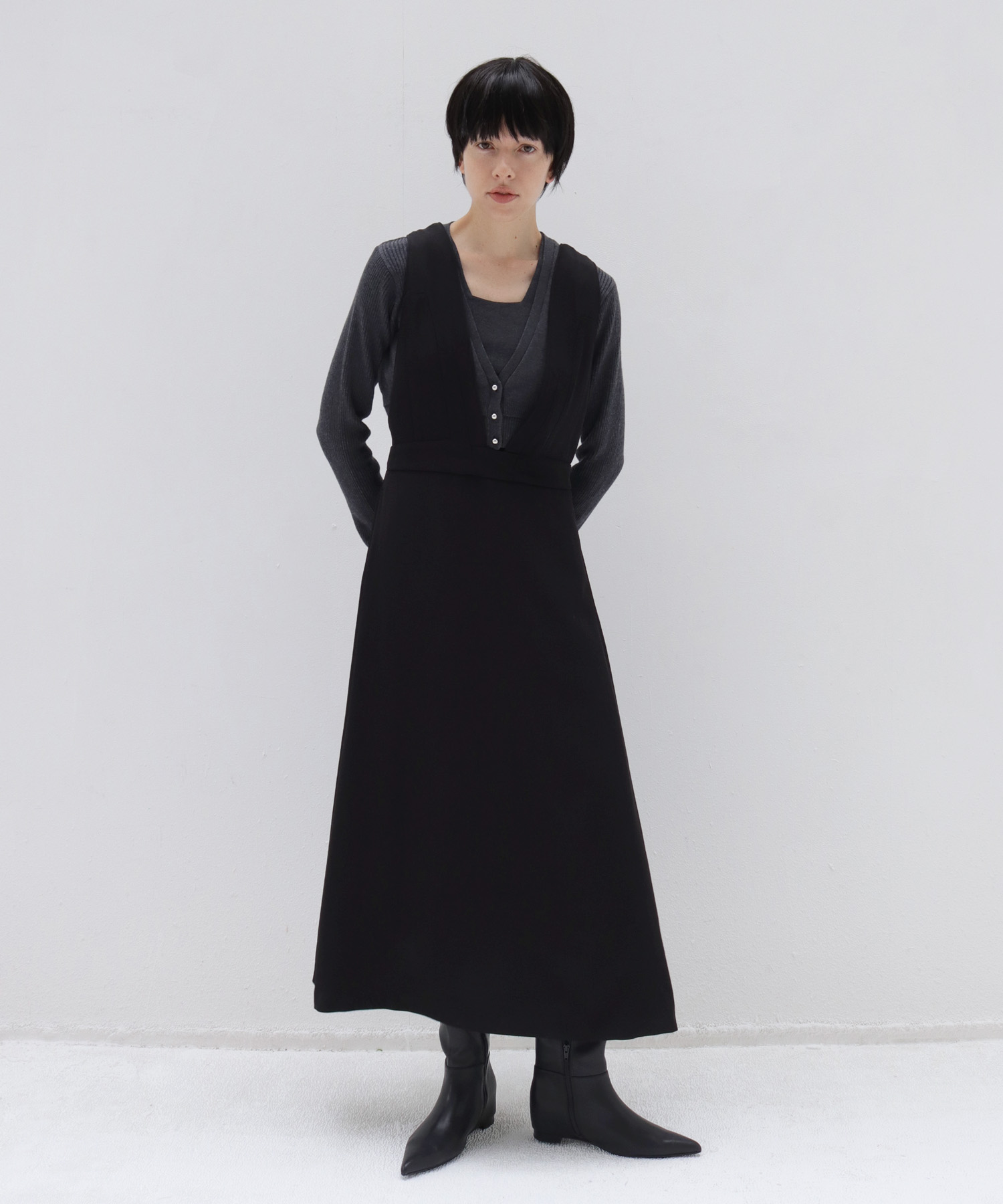 asetate twill pinafore dress
