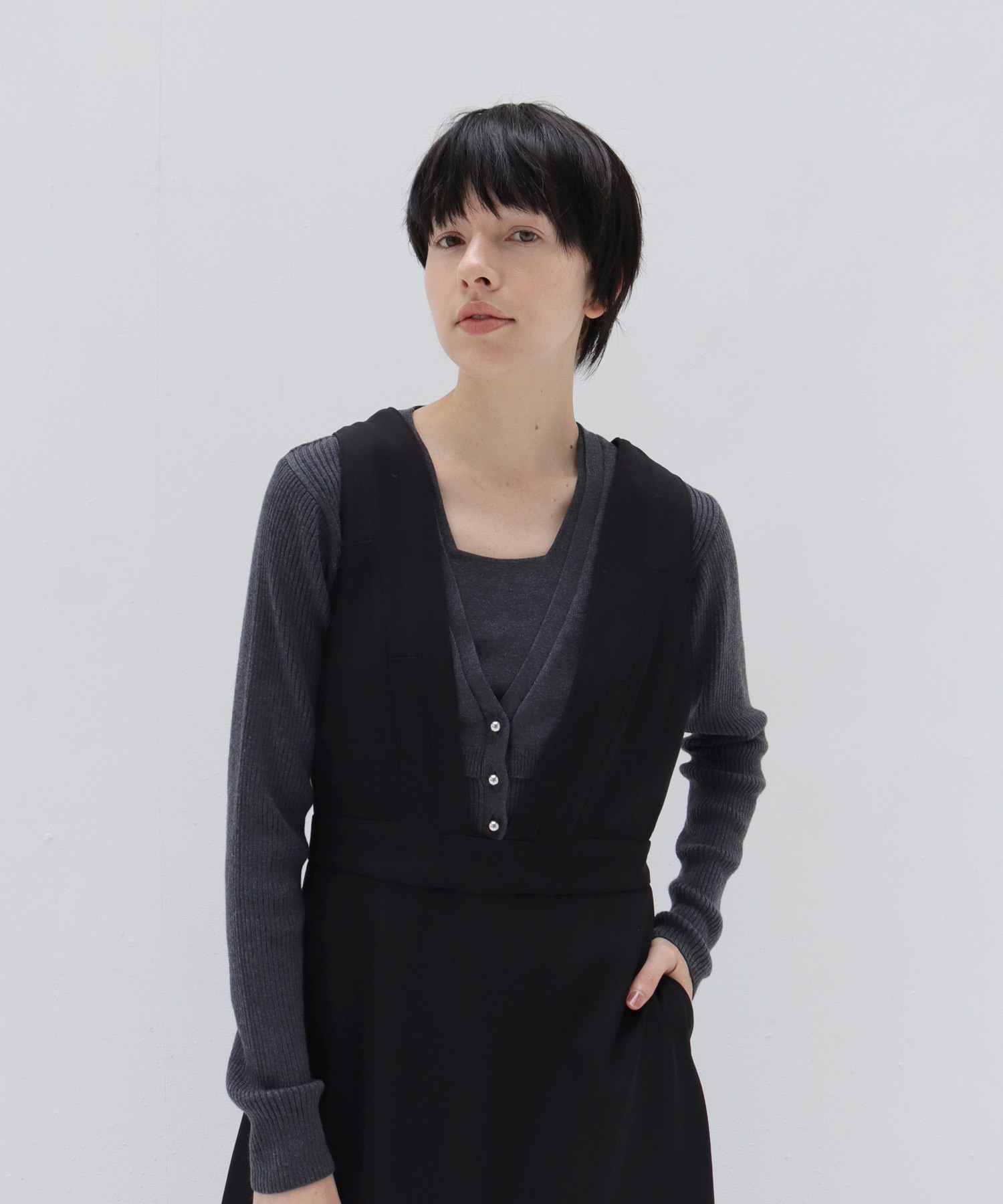 asetate twill pinafore dress
