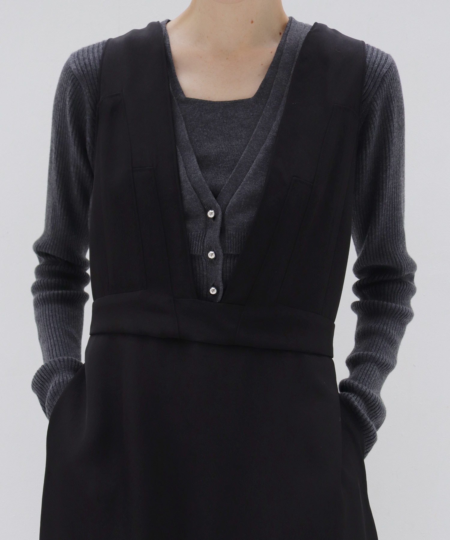 asetate twill pinafore dress