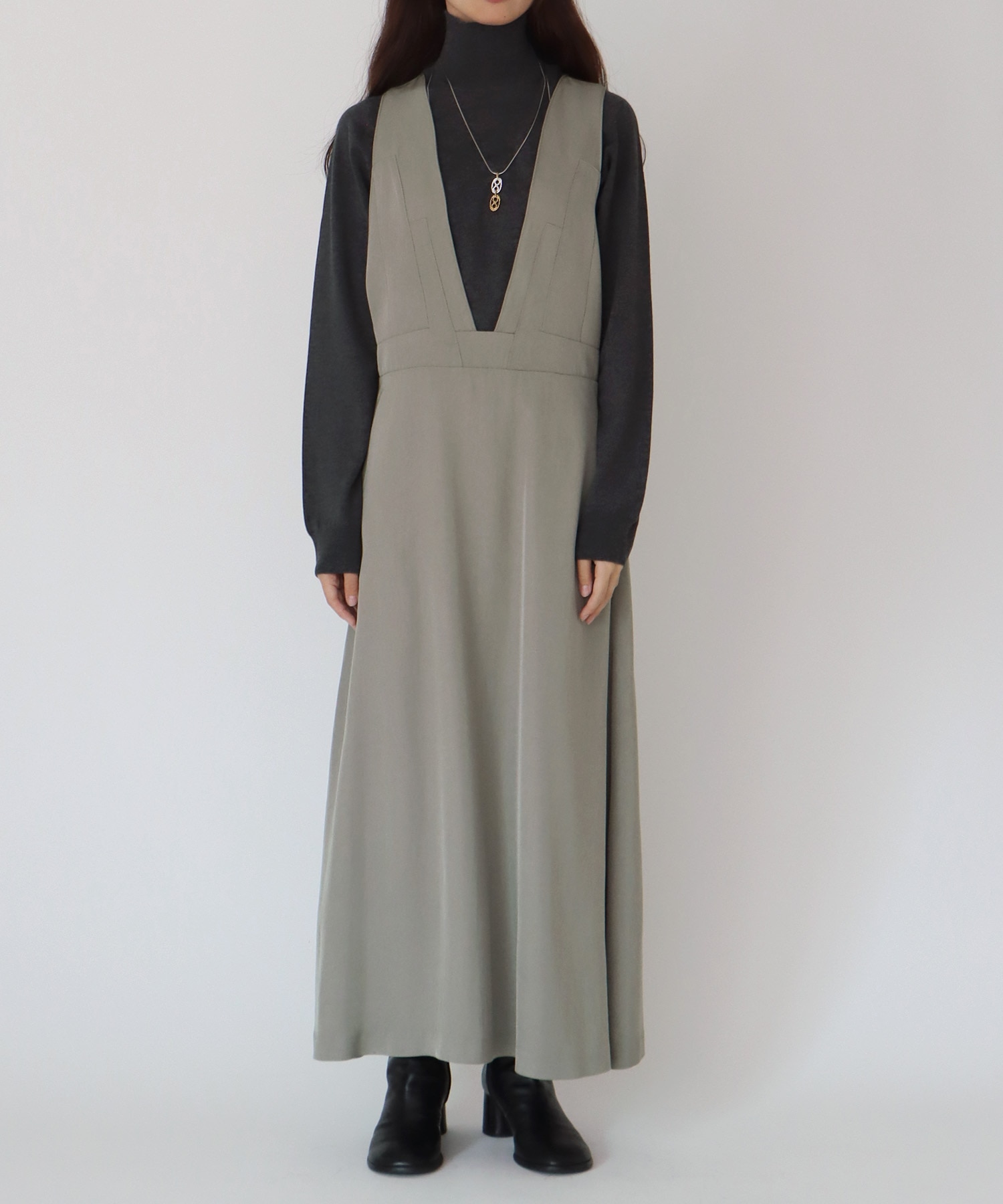asetate twill pinafore dress