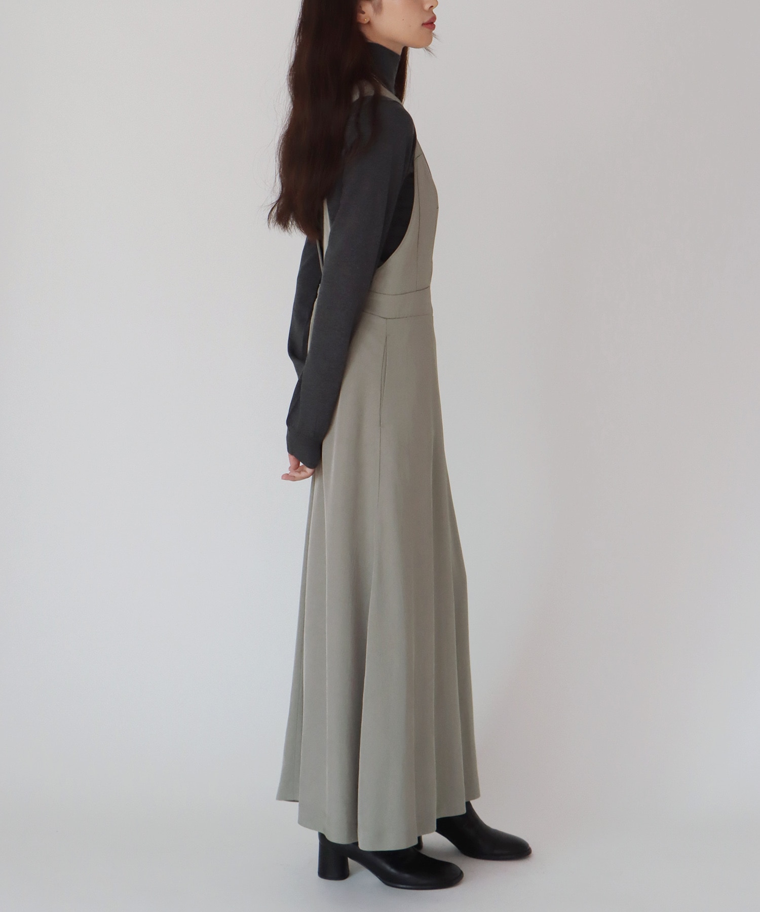 asetate twill pinafore dress