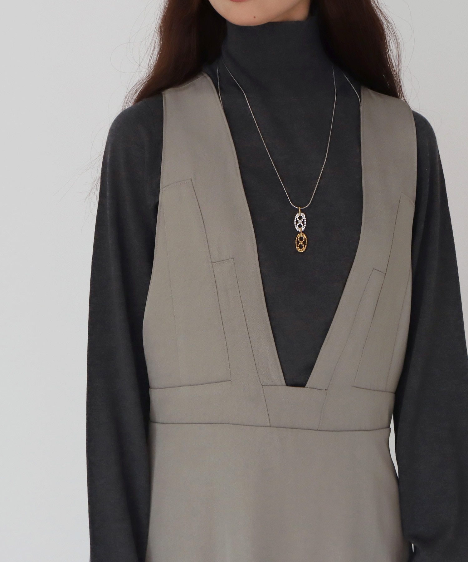 asetate twill pinafore dress