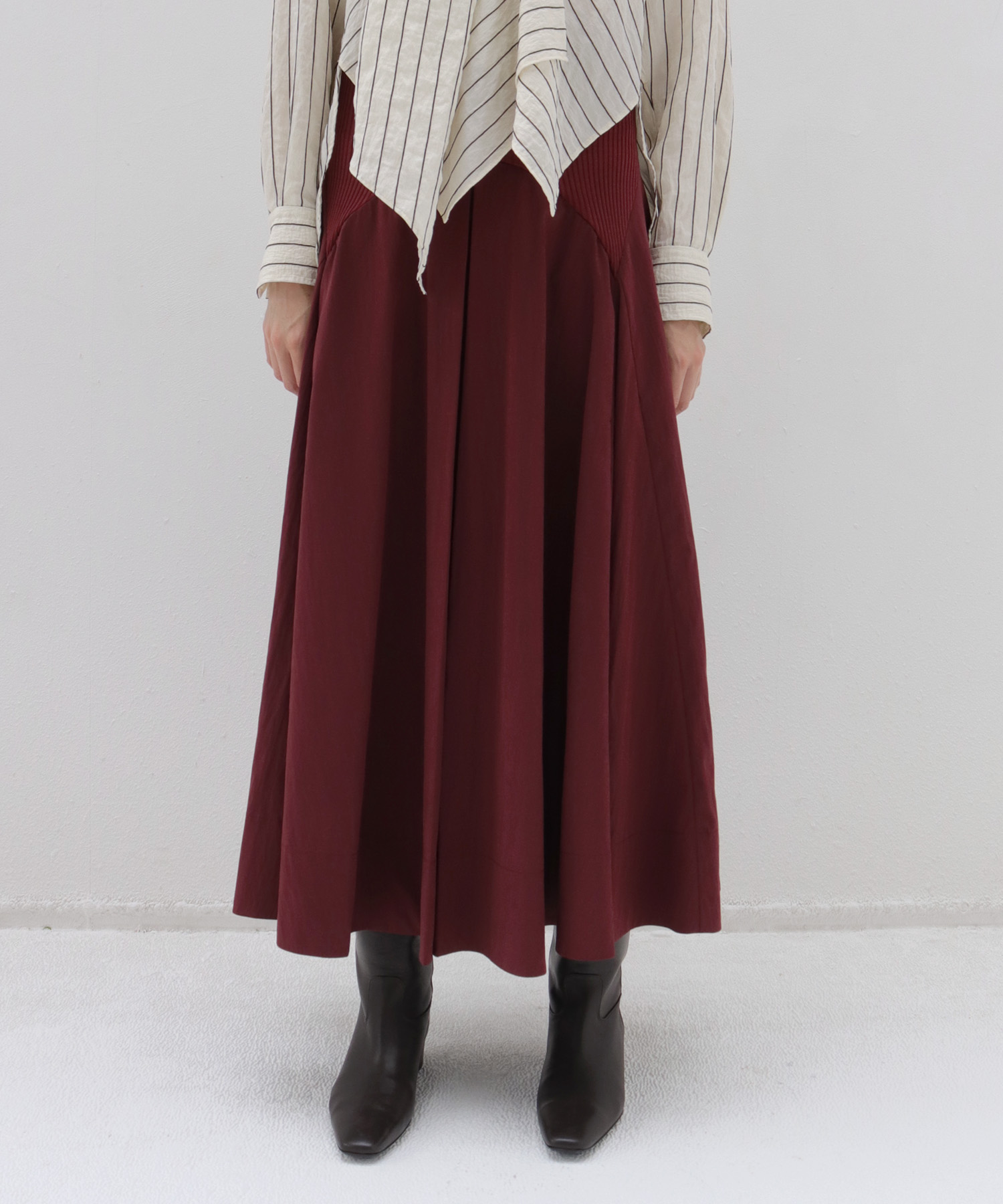 fit & flare waist rib skirt