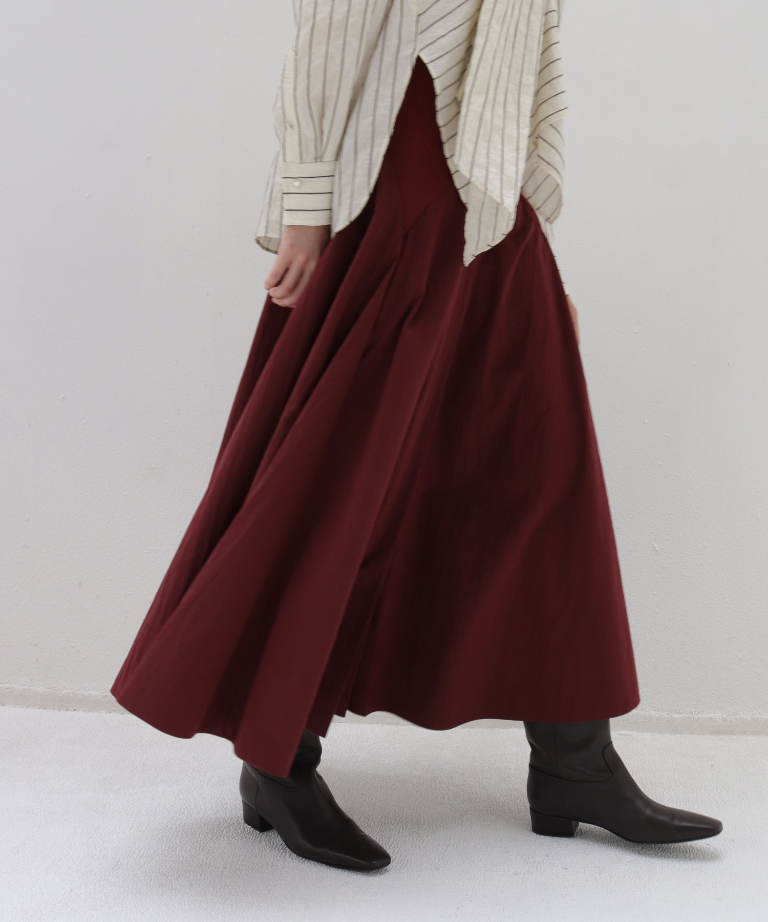fit & flare waist rib skirt