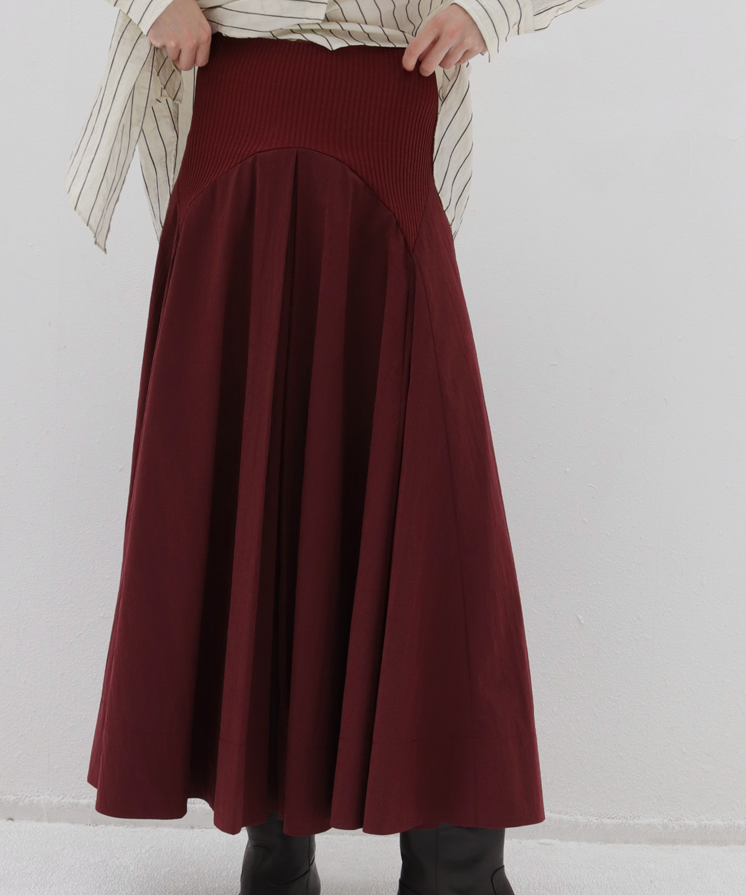 fit & flare waist rib skirt