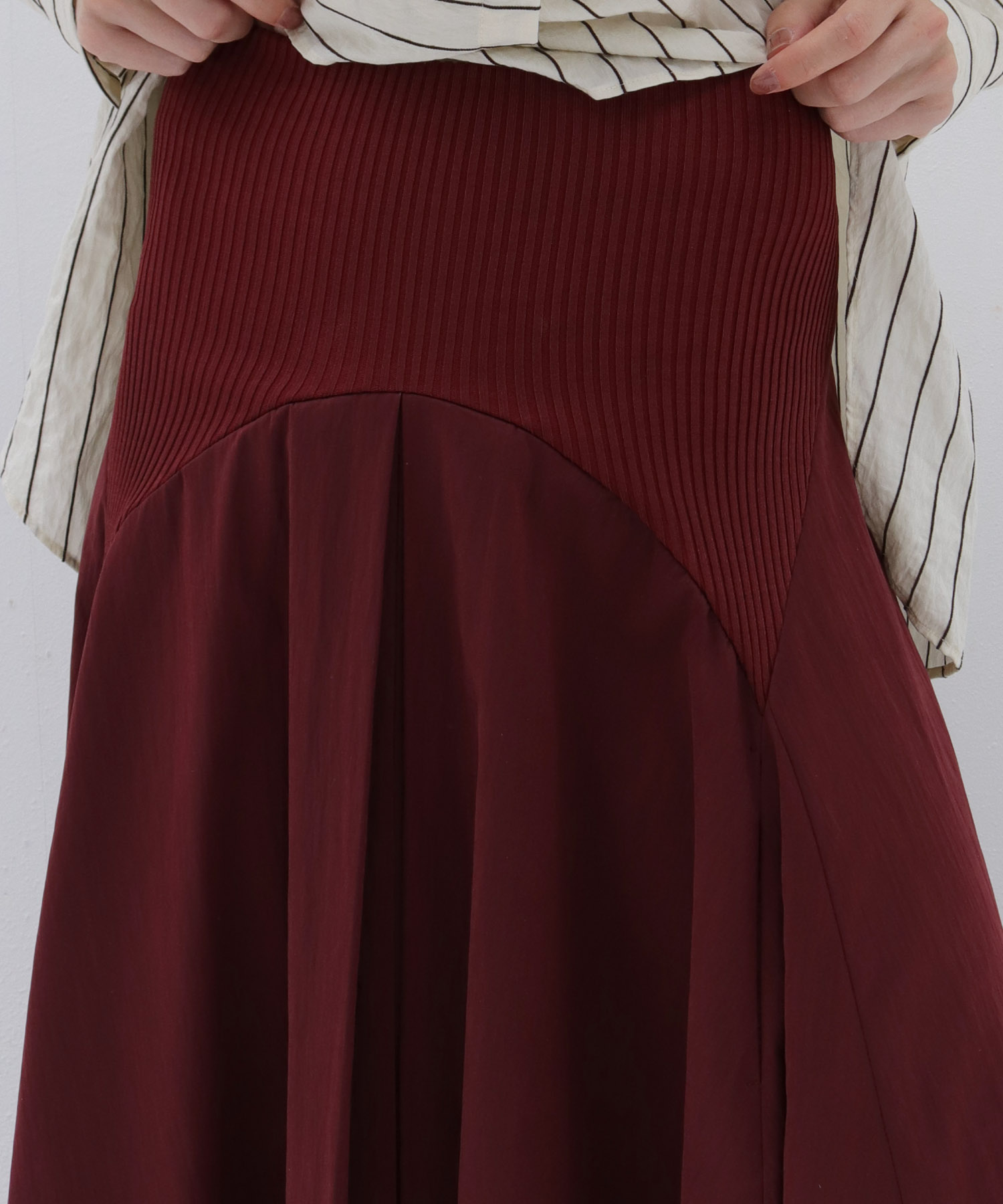 fit & flare waist rib skirt