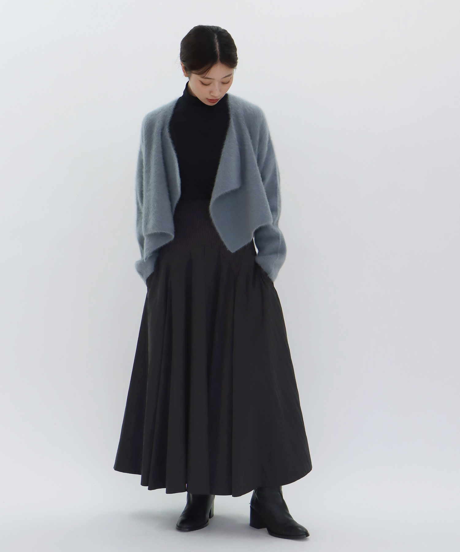 fit & flare waist rib skirt