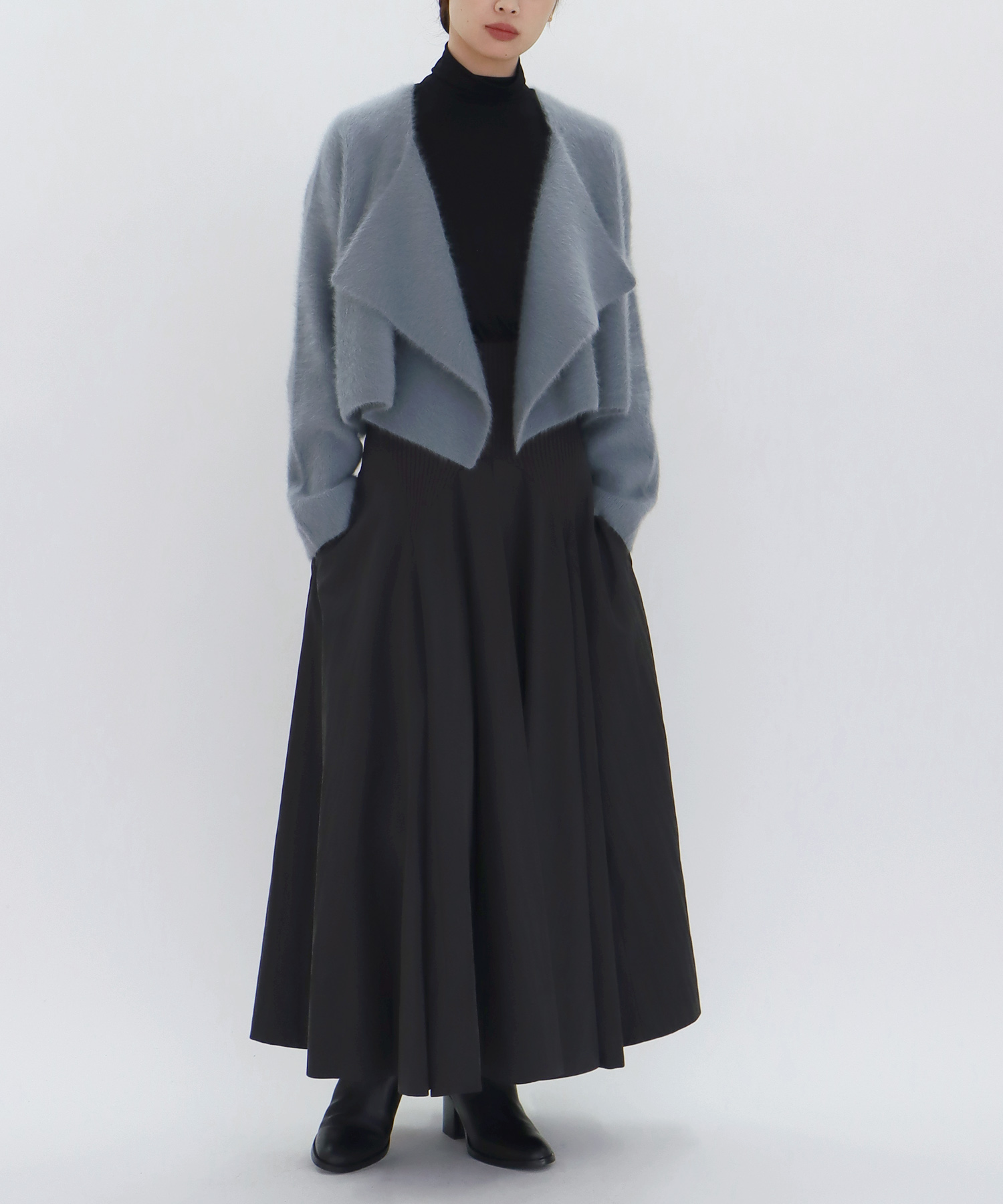 fit & flare waist rib skirt