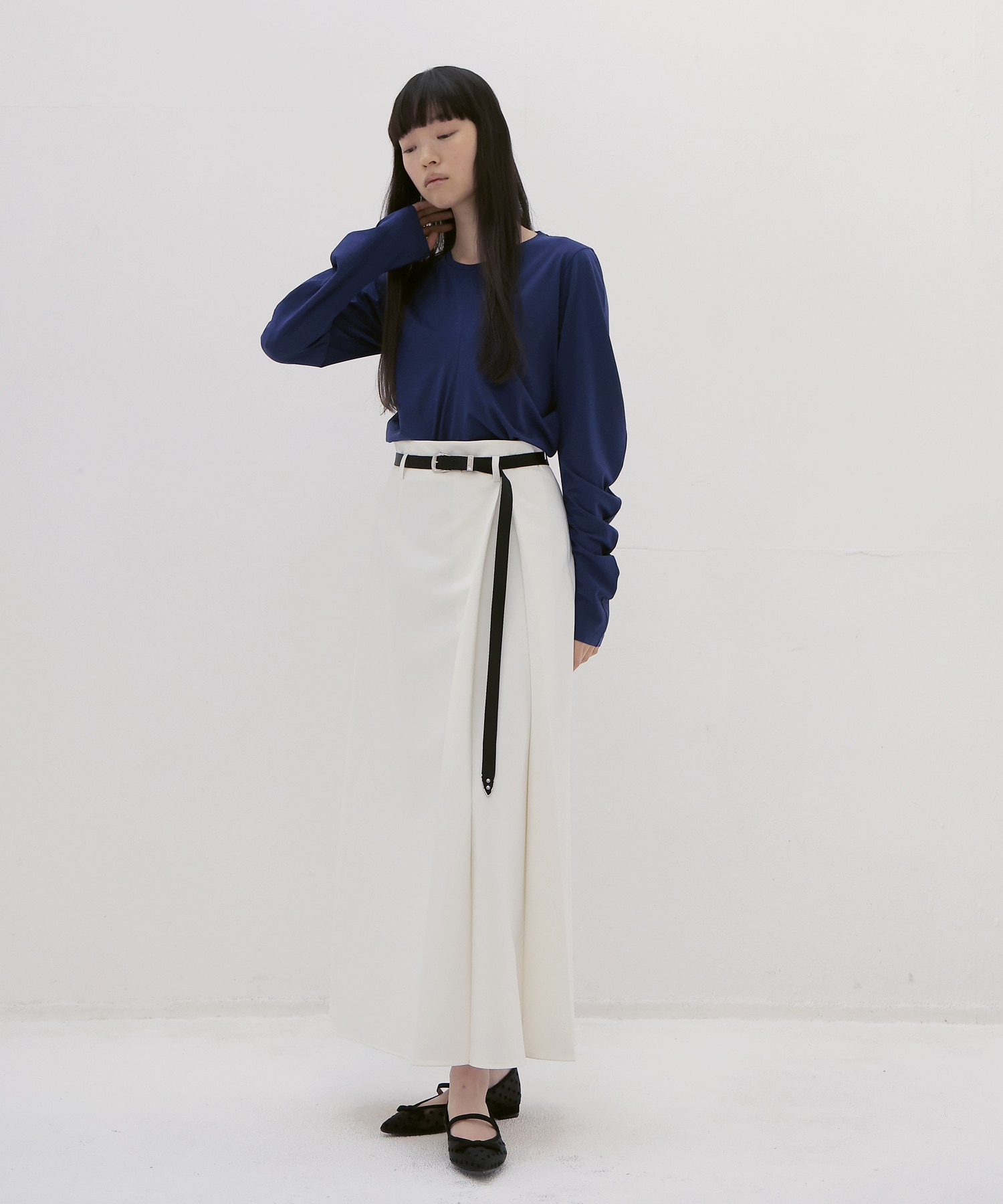 one pleats long skirt