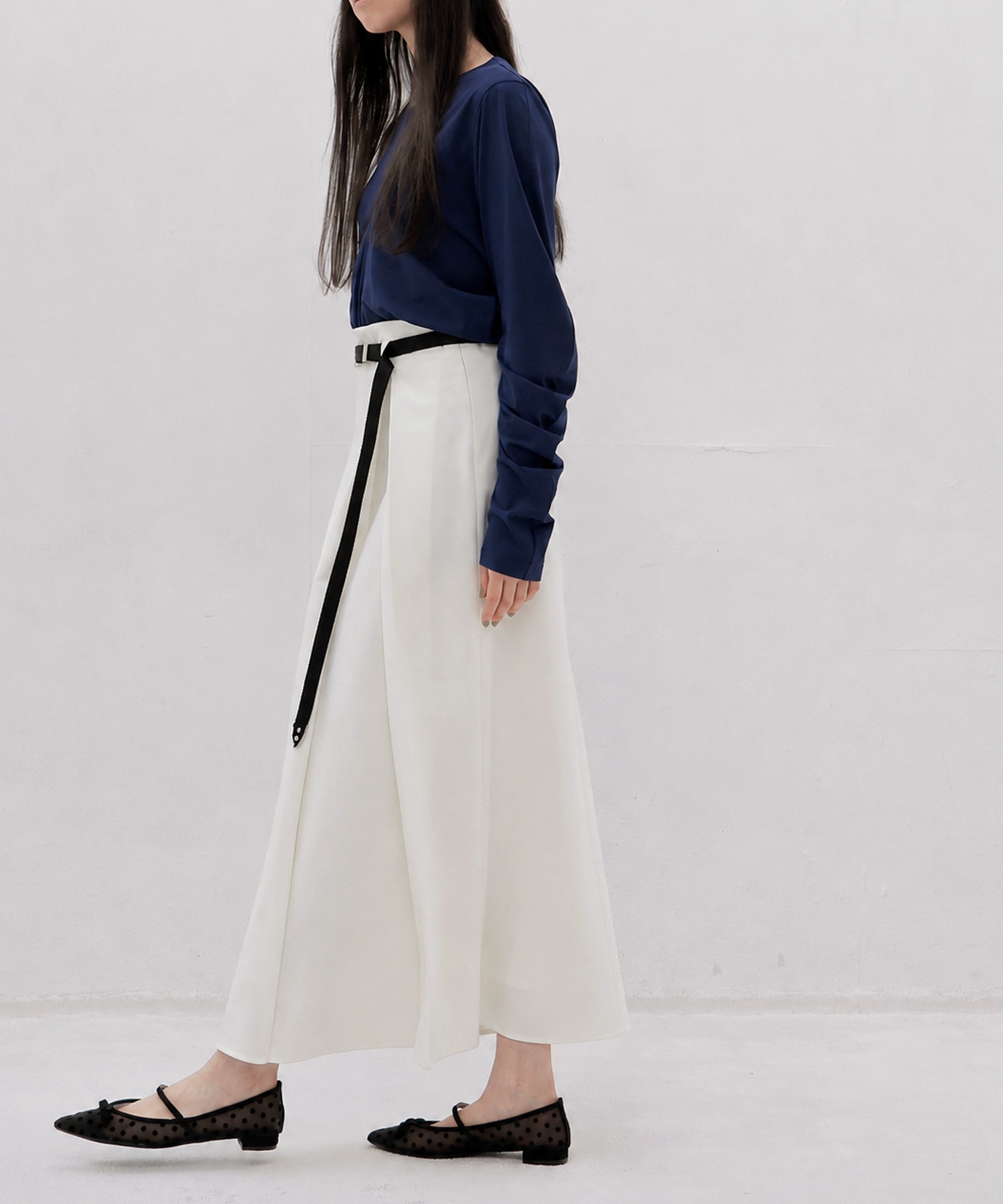 one pleats long skirt