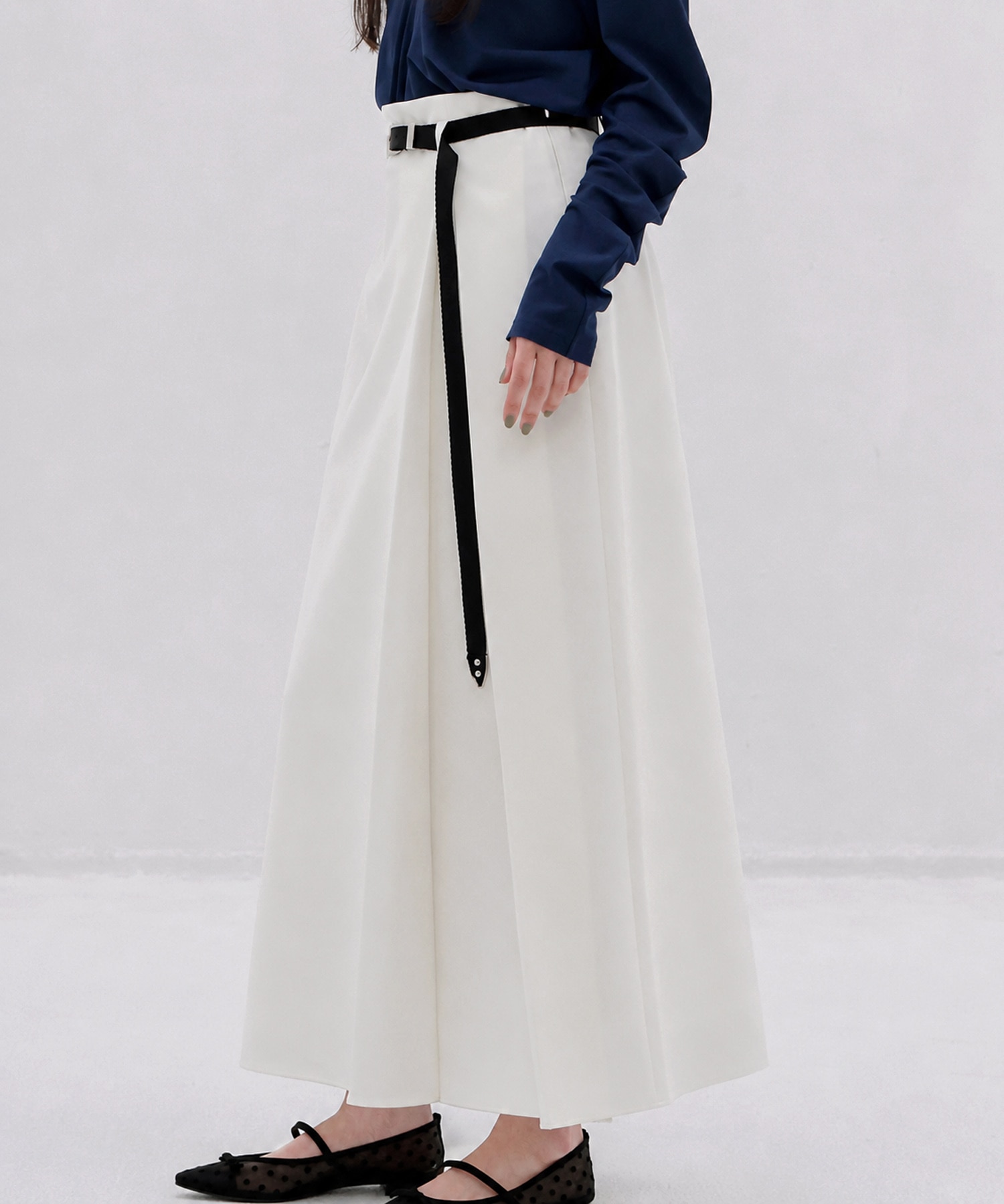 one pleats long skirt